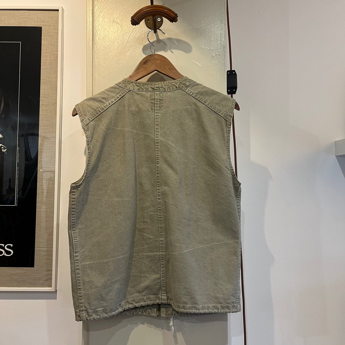 1980s Beige Levis Zip Up Utility Vest