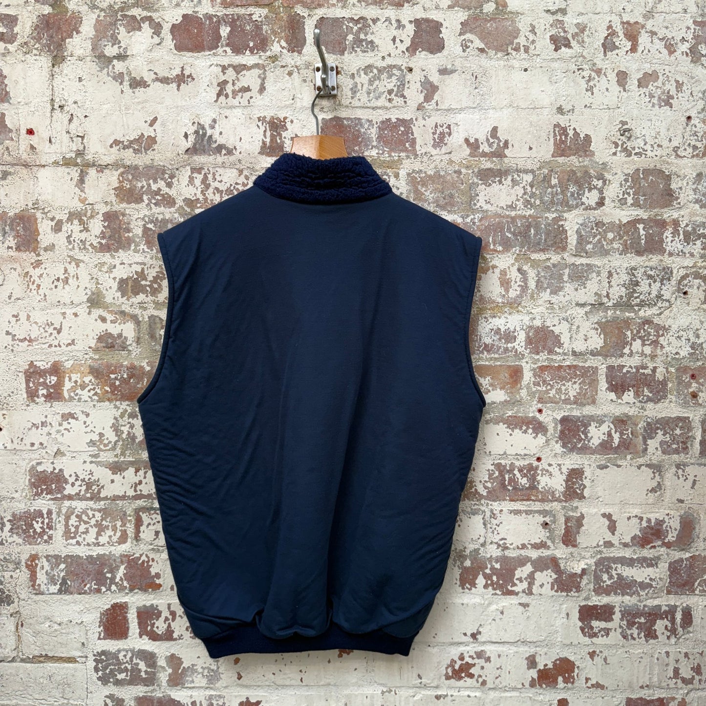 1980s Navy Shearling Fleece Gilet Jacket