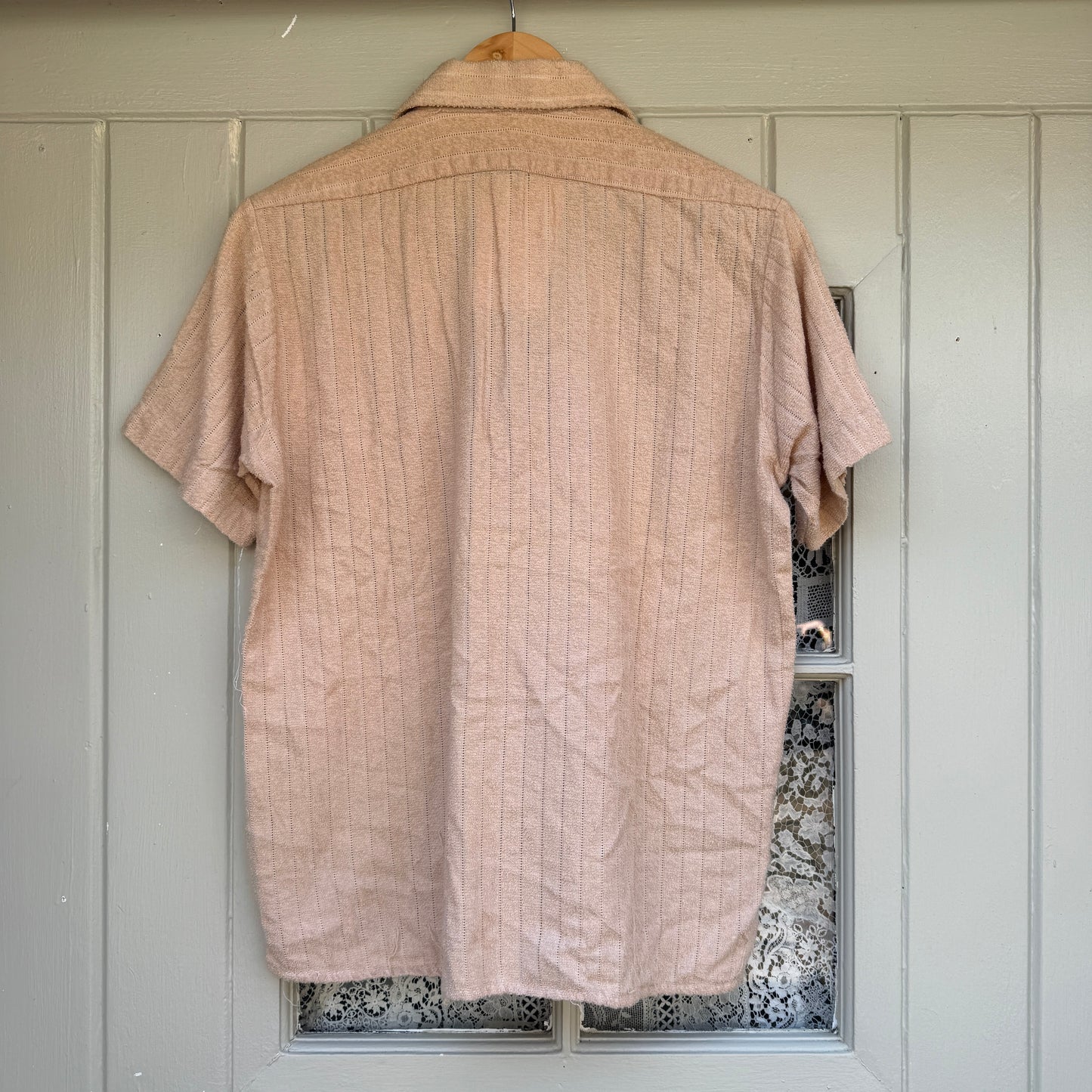 1970s Beige Towelling Zip Italian Shirt