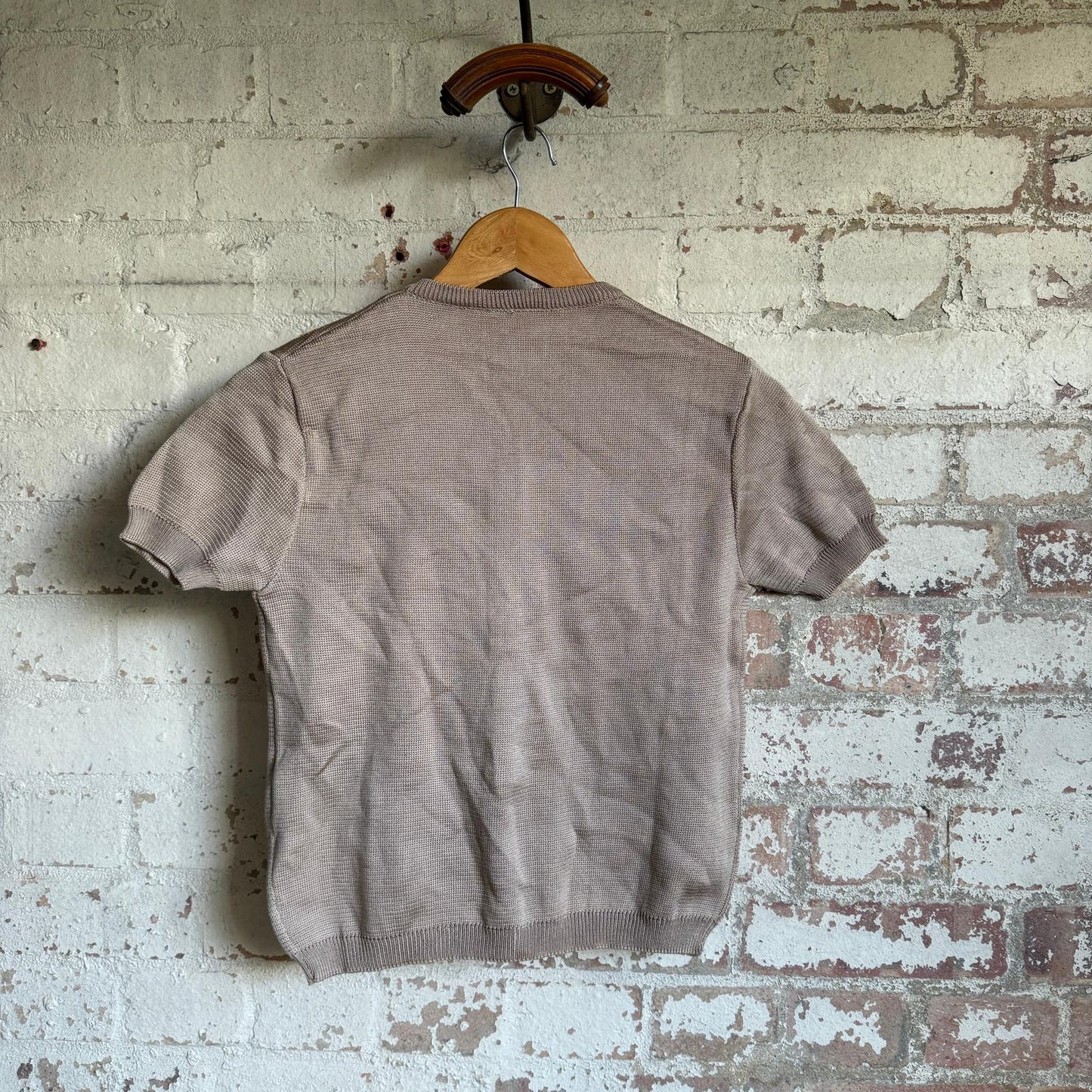 1960s Beige Rayon Button Blouse Cardigan Top