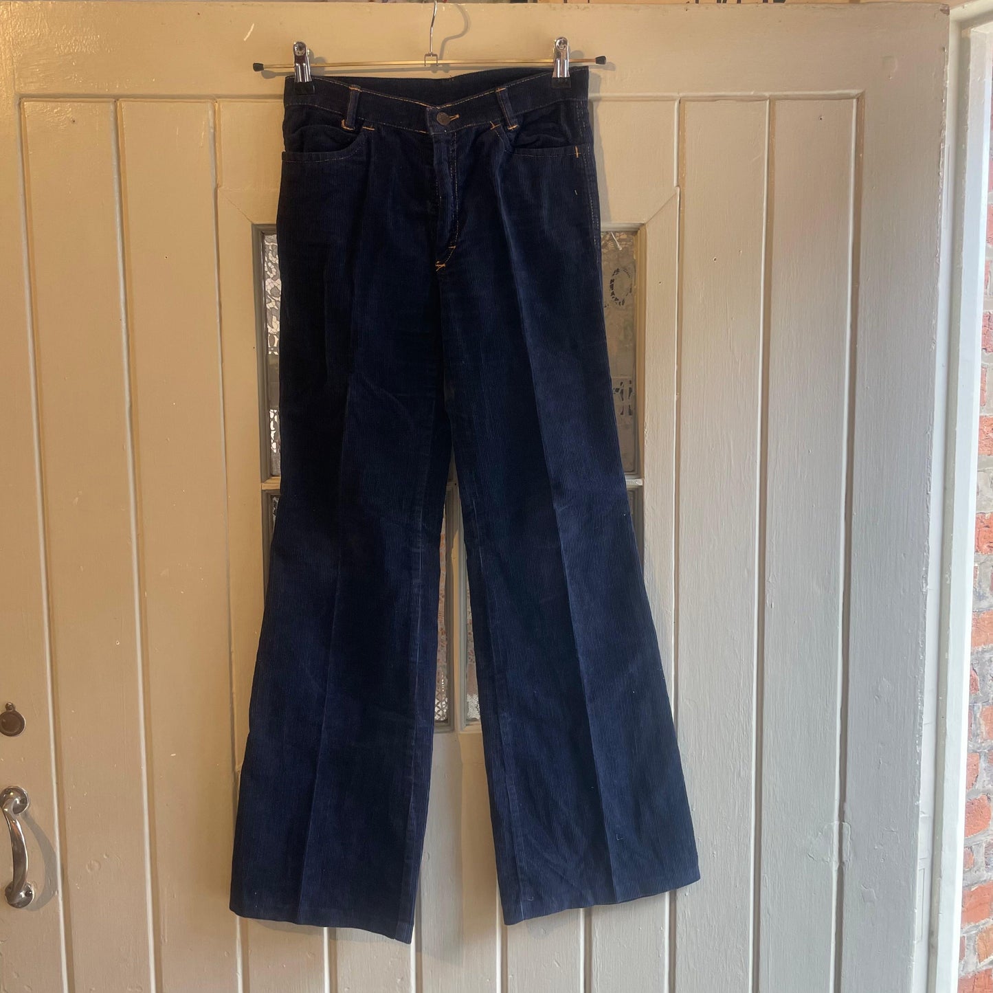 1970s Dark Navy Corduroy Flared Trousers