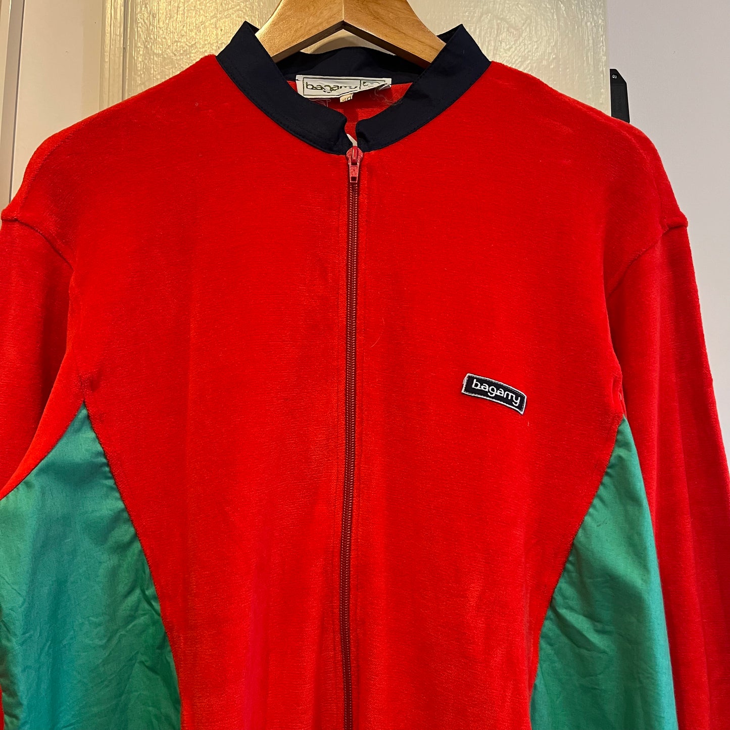 1980s Red Towelling Zip Up Track Top