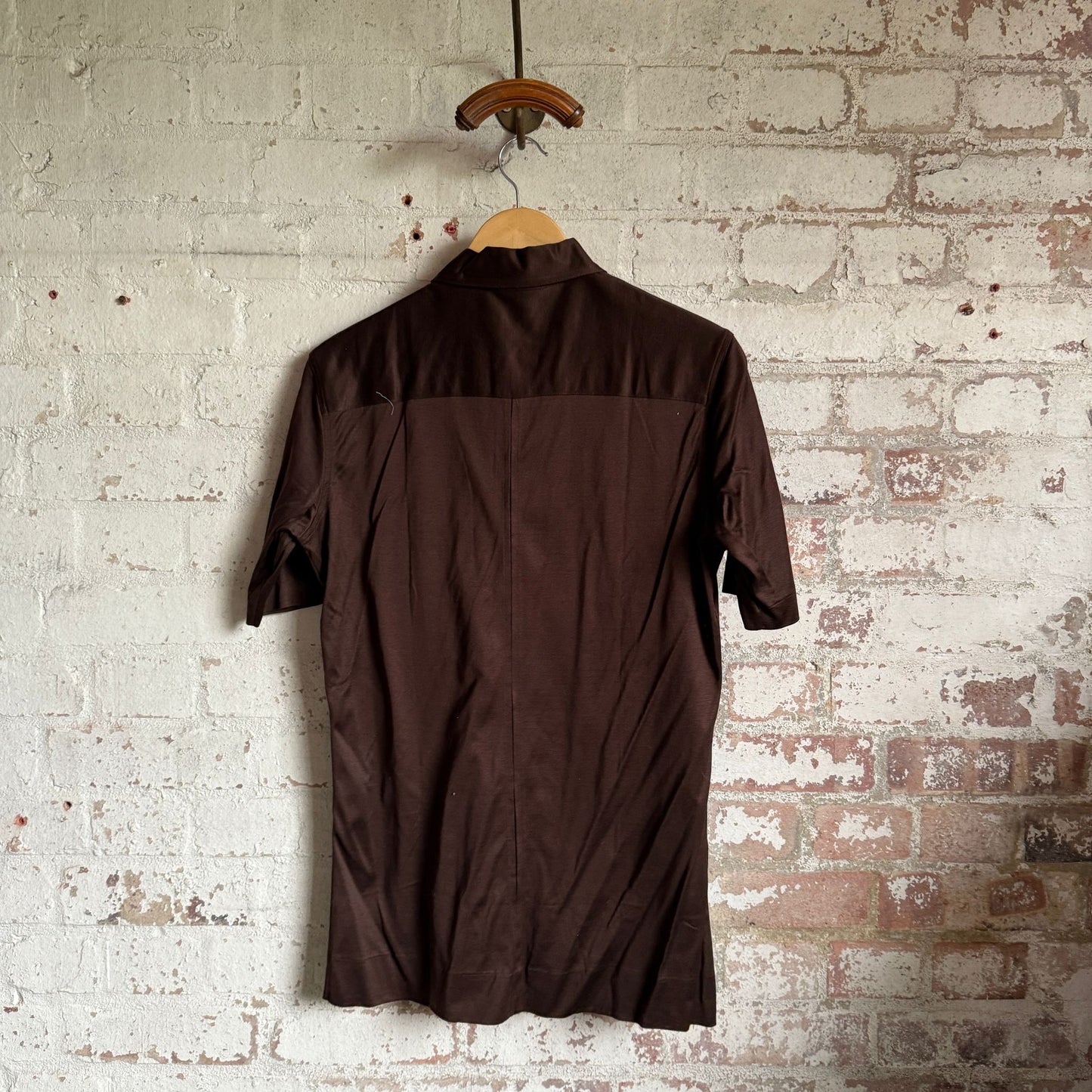 1970s Brown Italian Cotton Button Shirt