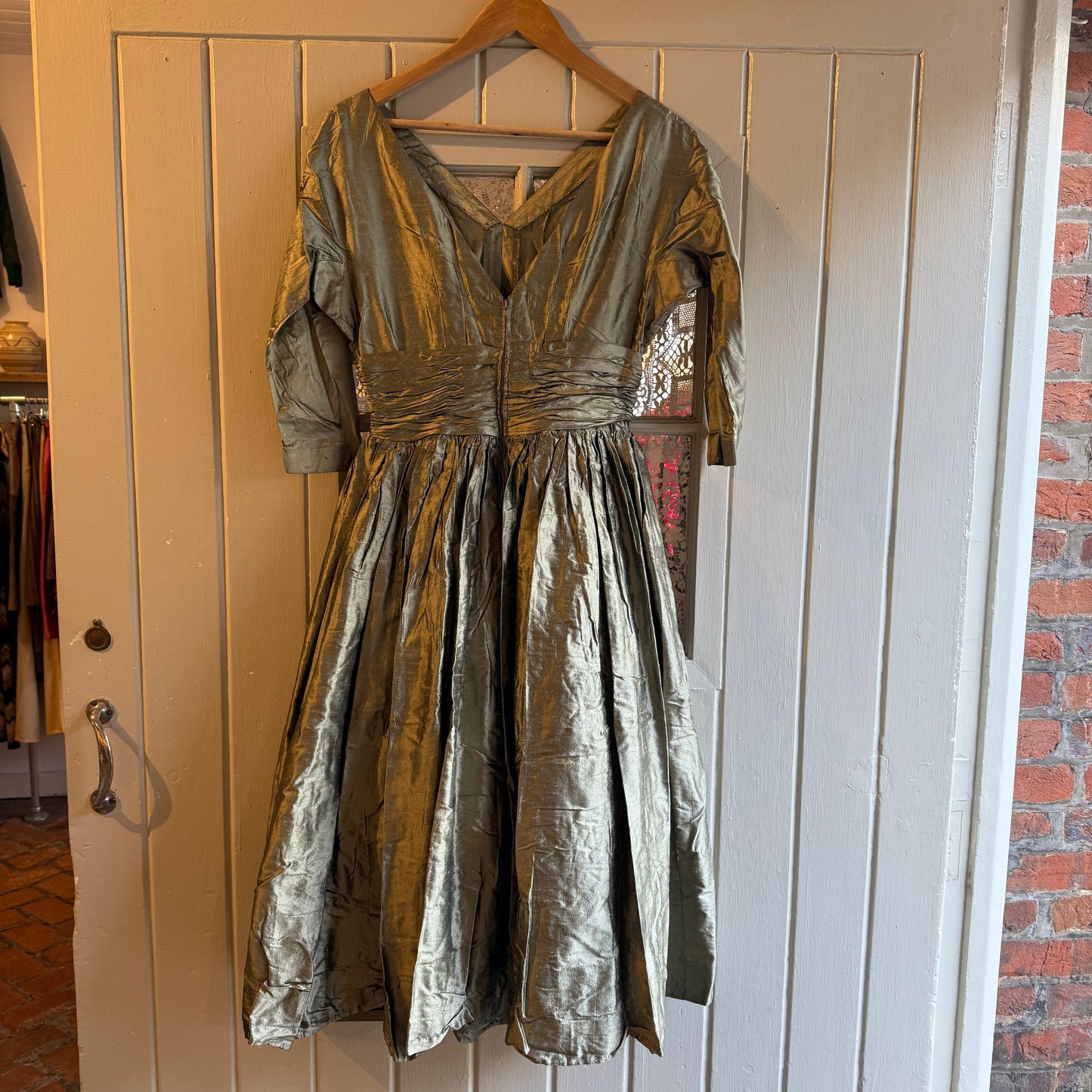 1940s Gold Nora Bradley Evening Dress