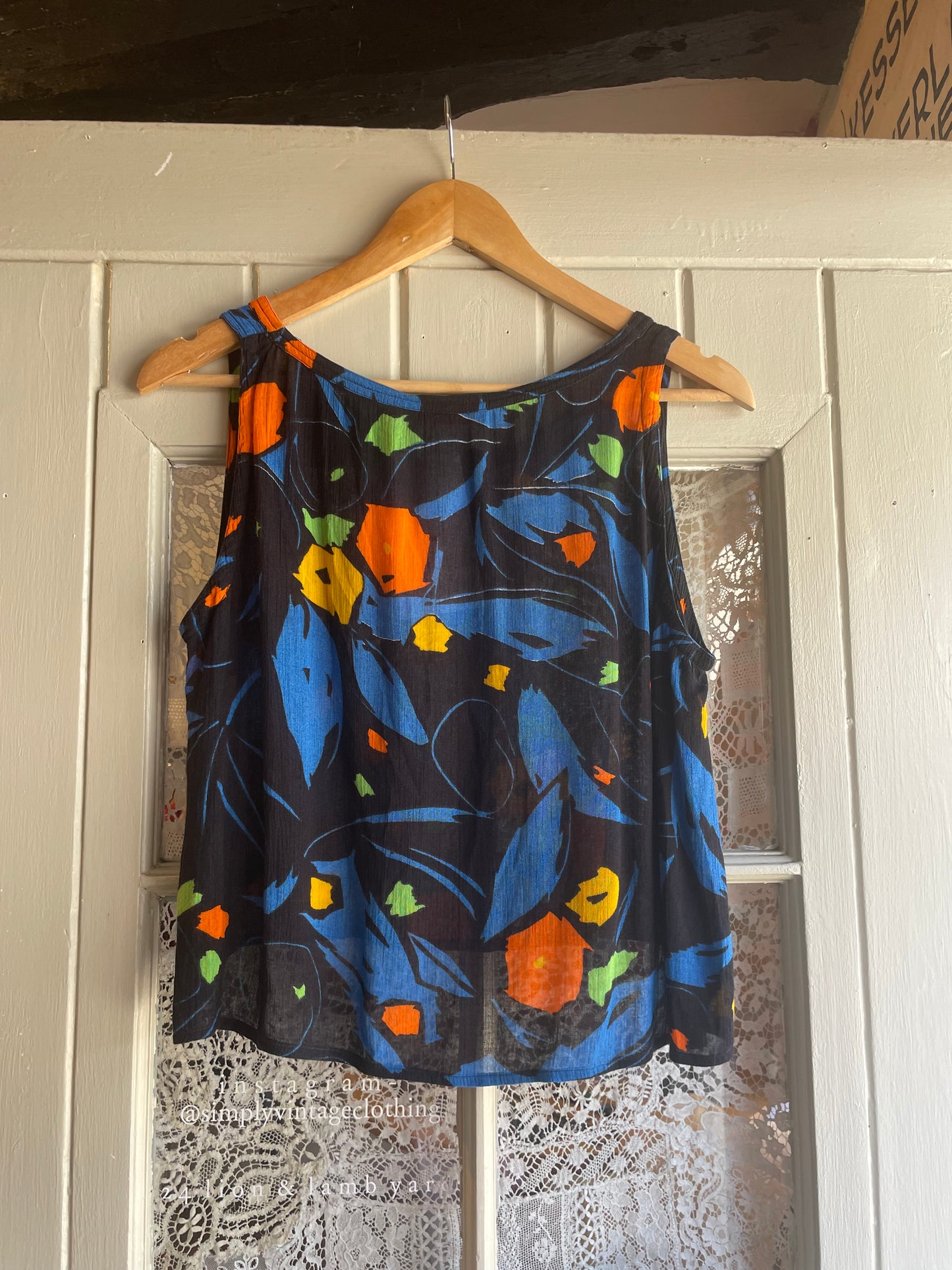 1970s Black Graphic French Connection Top