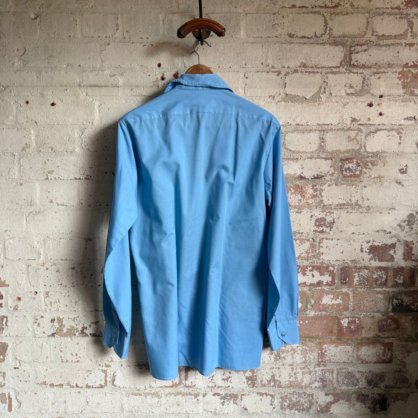 1970s Blue Dagger Collar Button Up Shirt
