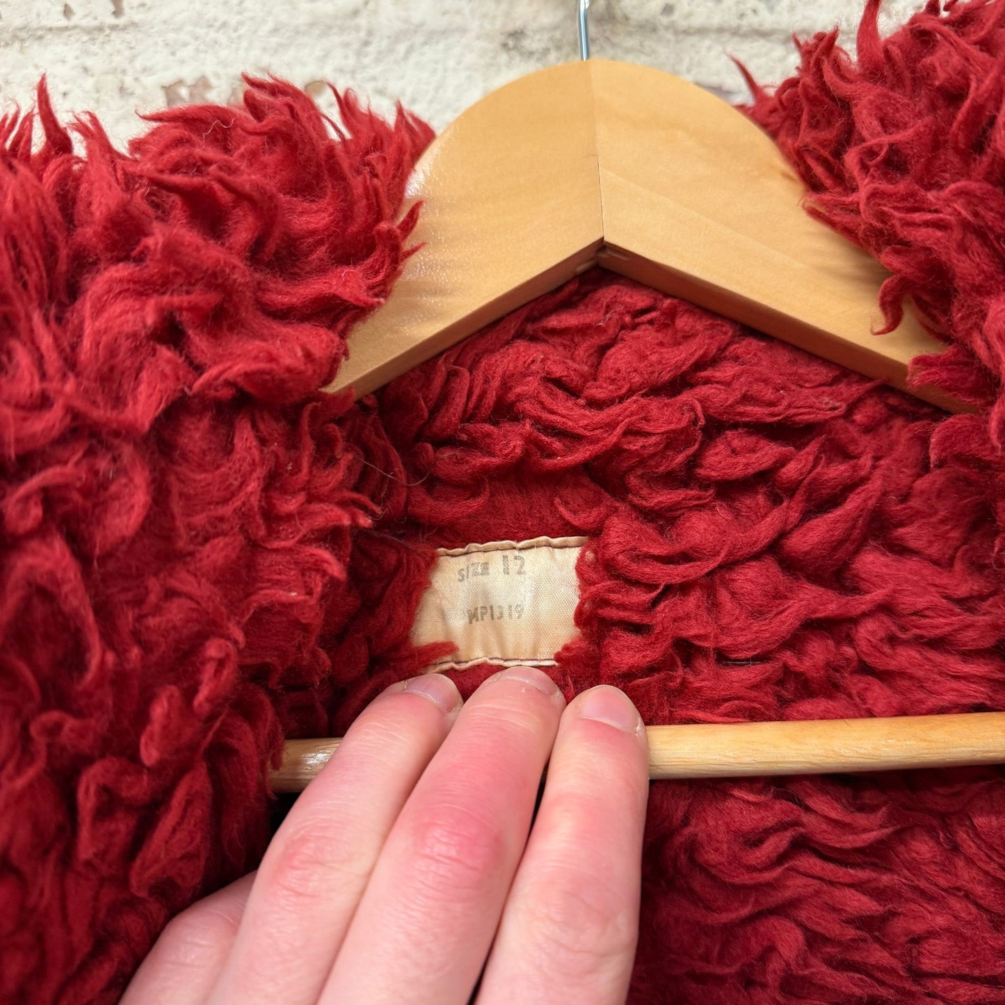 1970s Red Fleece Afghan Jacket