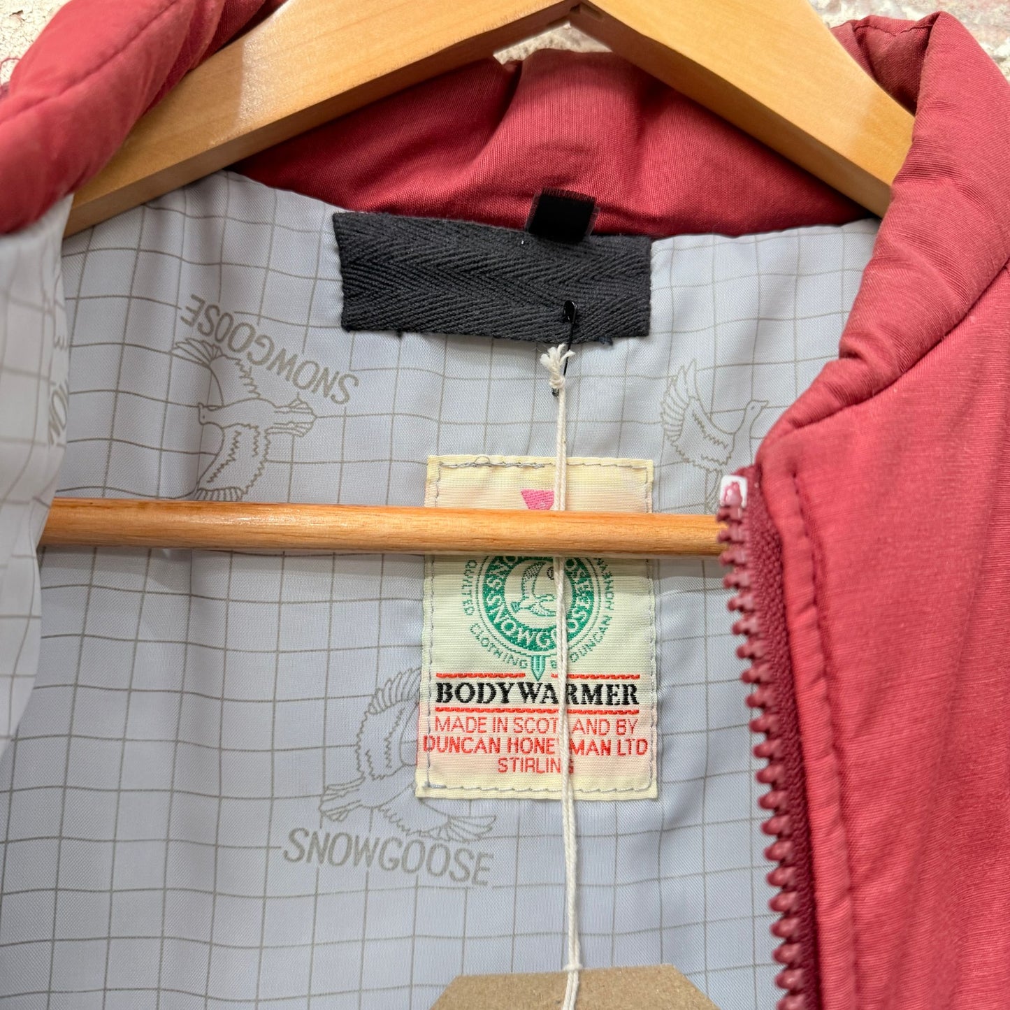 1980s Red British Padded Snow Goose Gilet Jacket