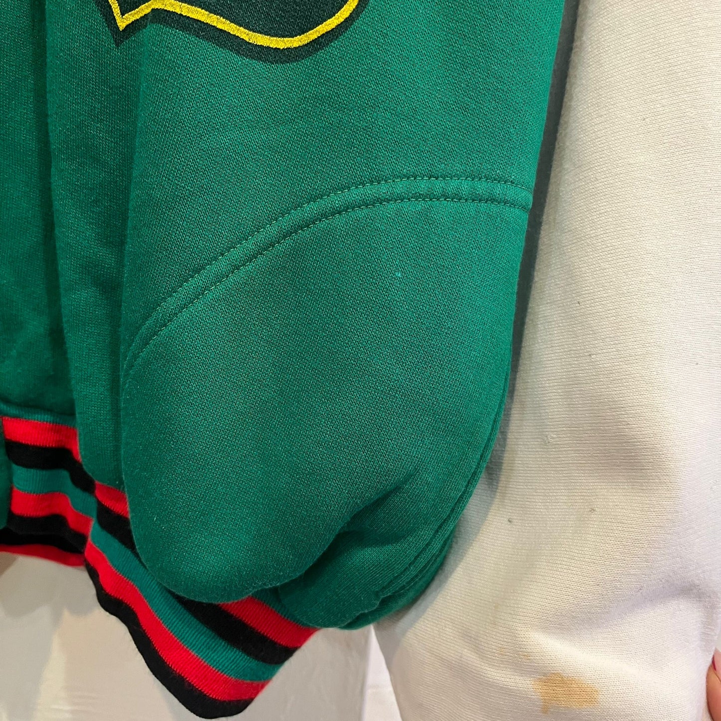 1970s 1980s Green Graphic Sweatshirt Bomber Jacket