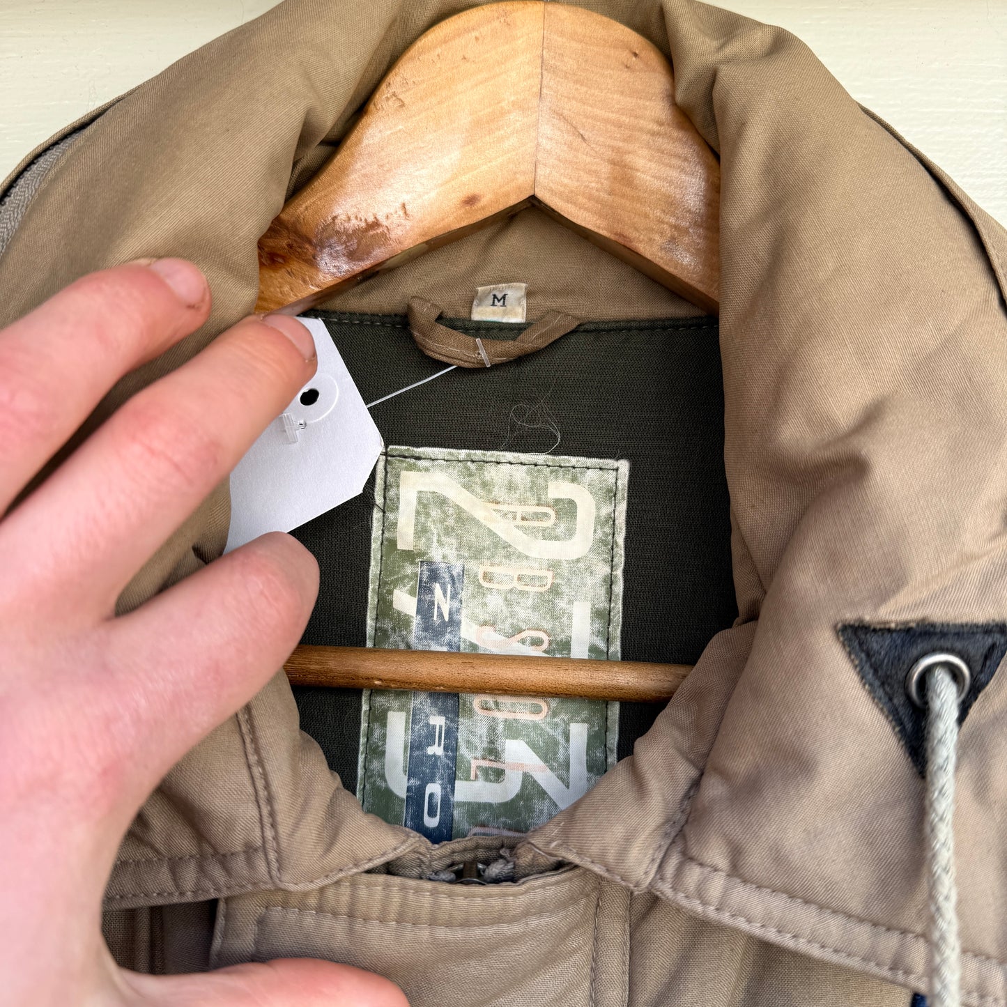 1980s Padded Beige Badged Walking Jacket