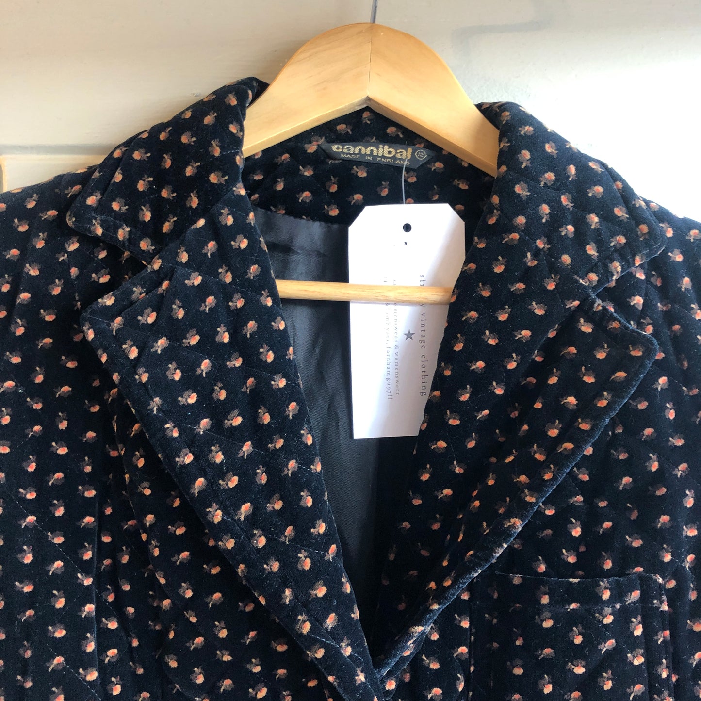 1970s Black Velvet Patterned Blazer Jacket