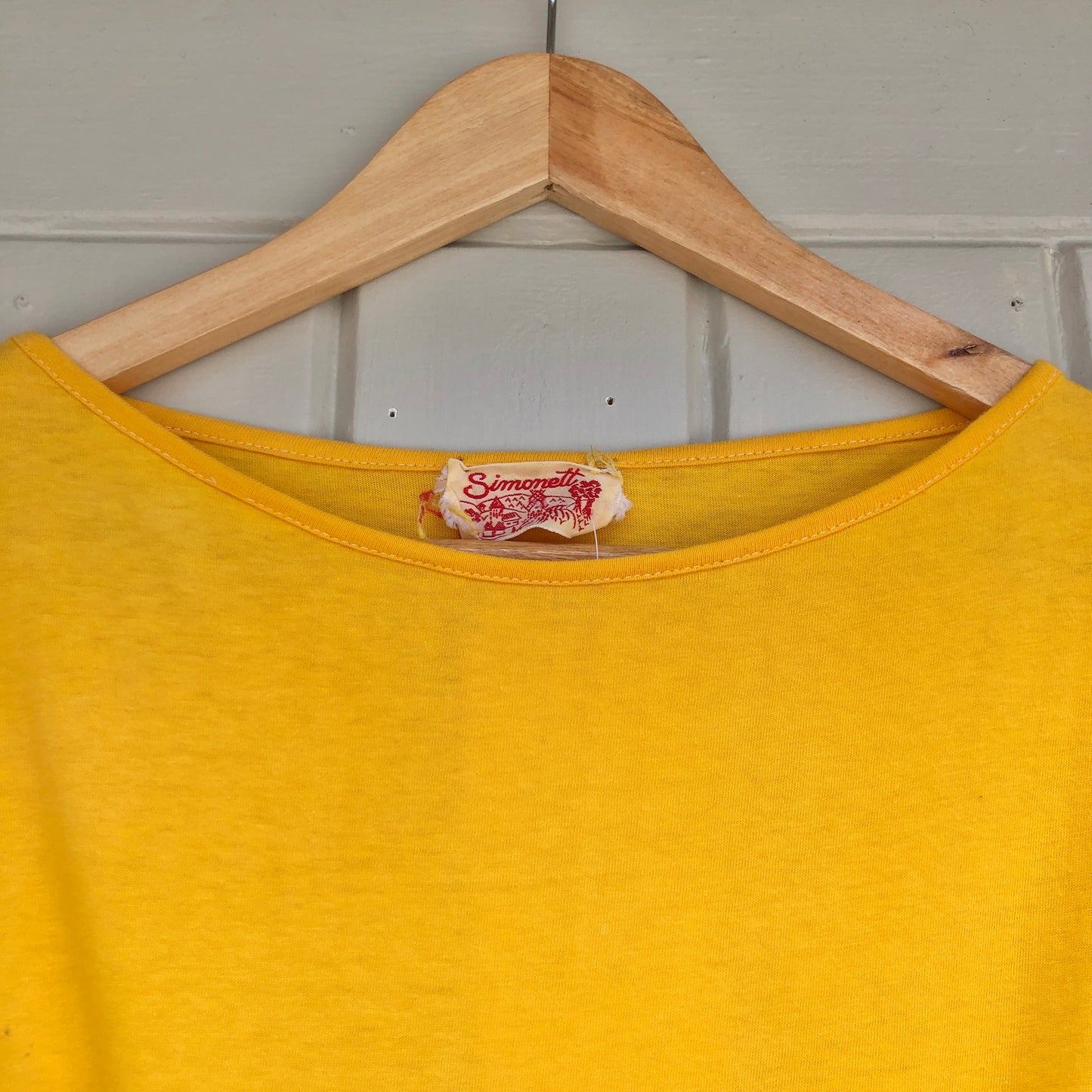 1970s Yellow Bat Wing Blank T-Shirt Top