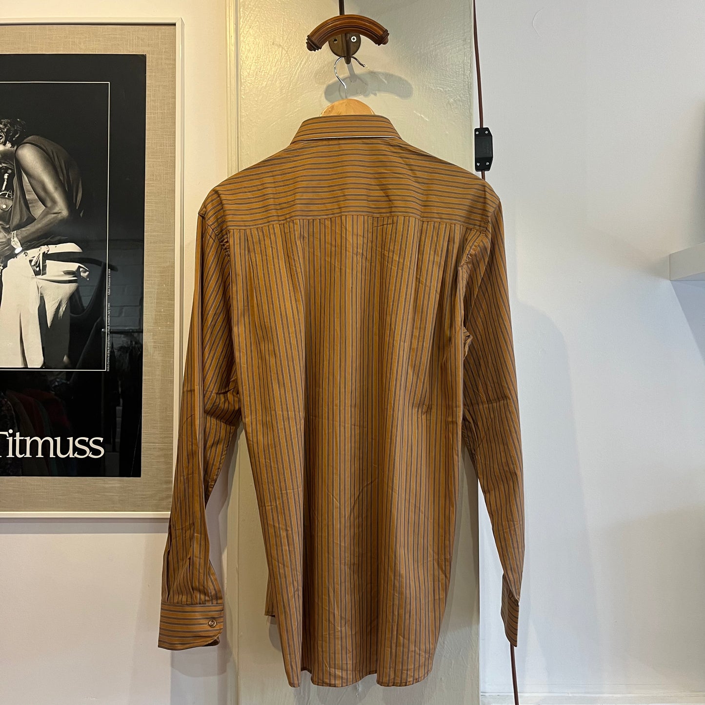 1970s Gold Striped Italian Button Up Shirt