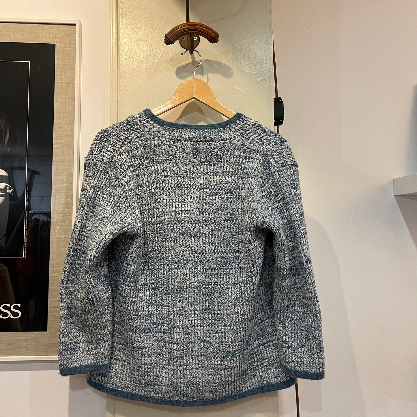 1970s Blue Womens Knitted Cardigan Jumper