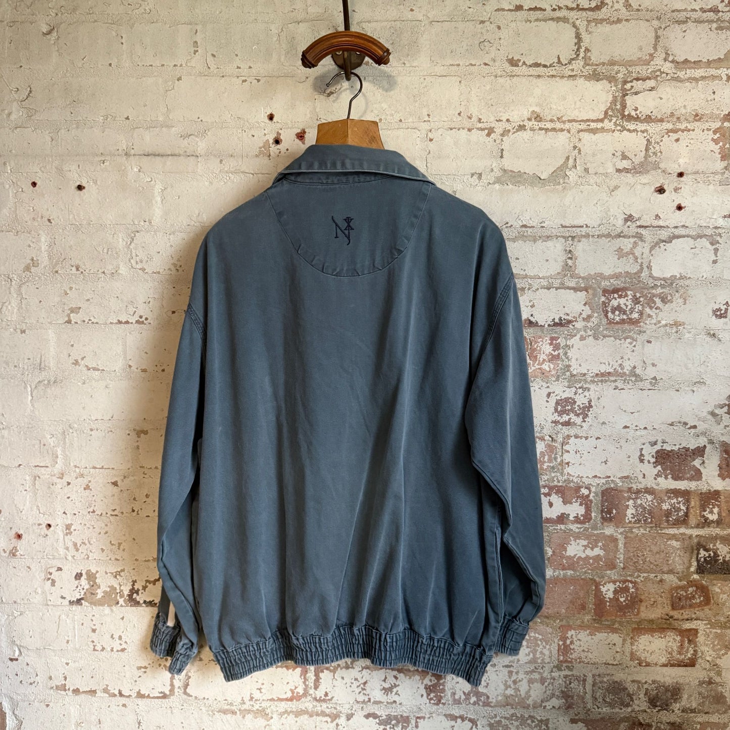 1990s Faded Black Long-Sleeve Next Drill Training Jacket