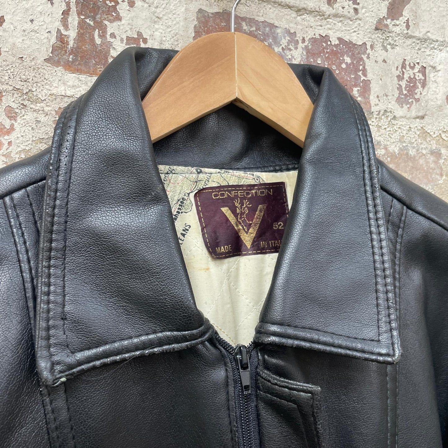 Vintage 1980s 1990s Black Leather Flight Bomber Jacket Coat