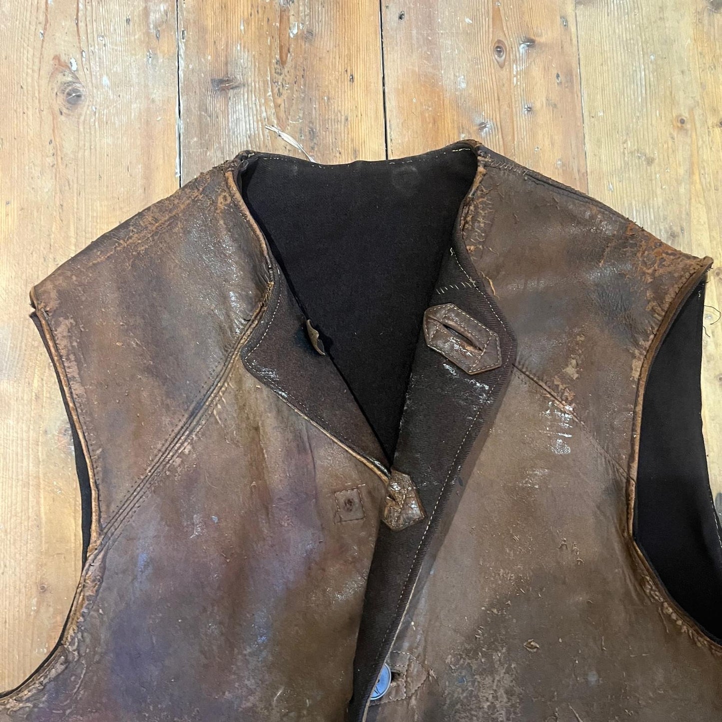 1940s 1950s WW2 British Military Leather Jerkin Gilet Jacket