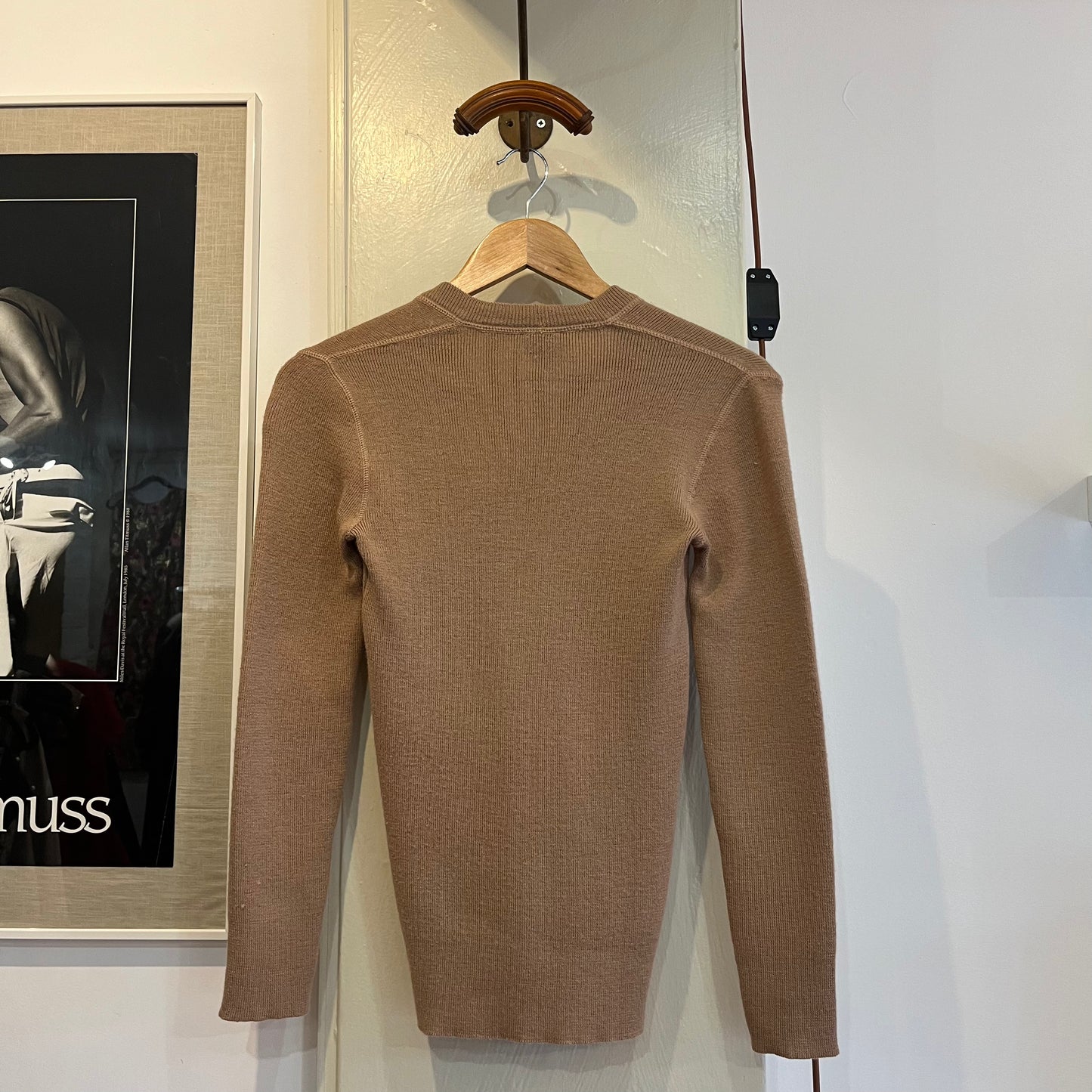 1970s Beige Knitted Button Down Cardigan Jumper