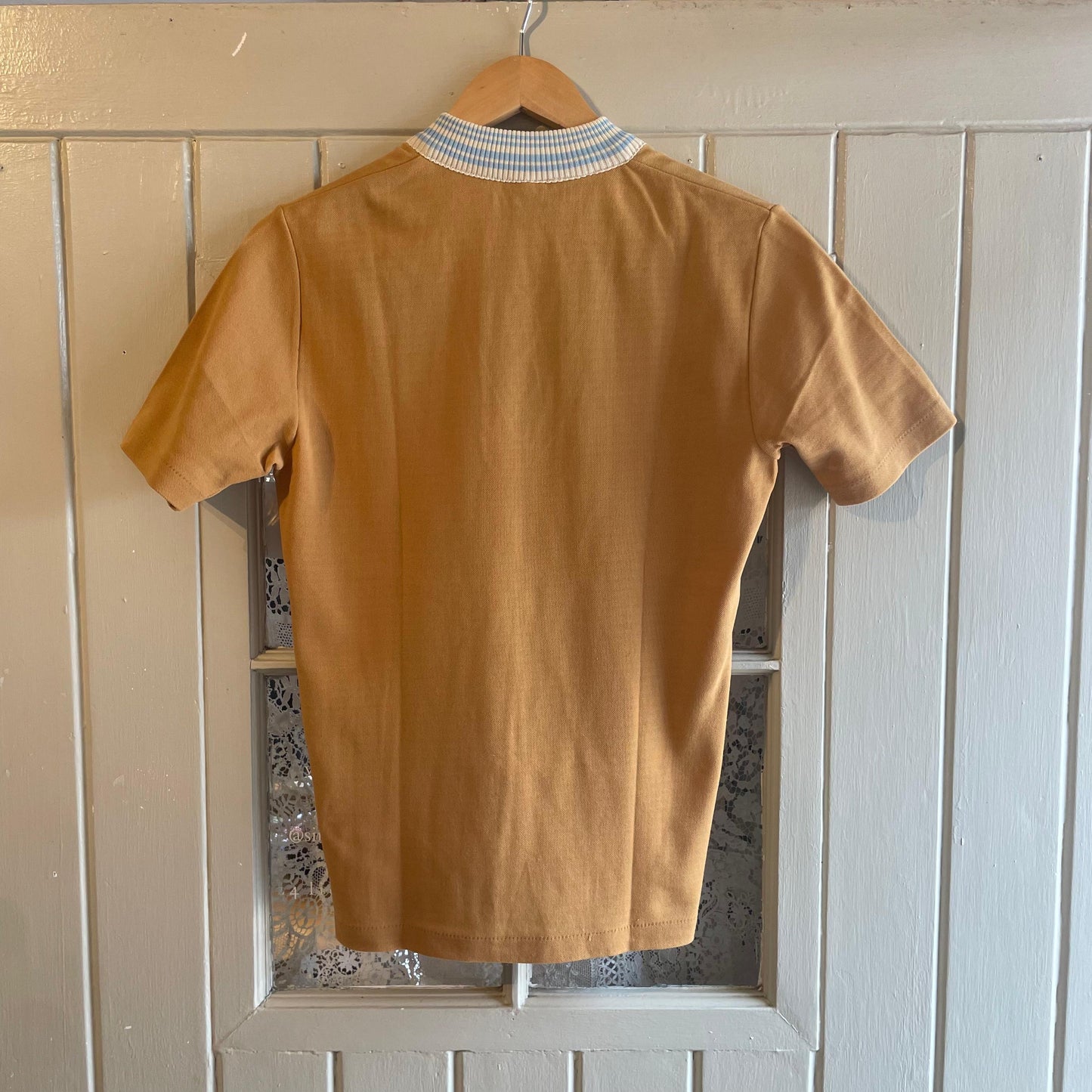 1970s Beige Lace Tie Italian Shirt