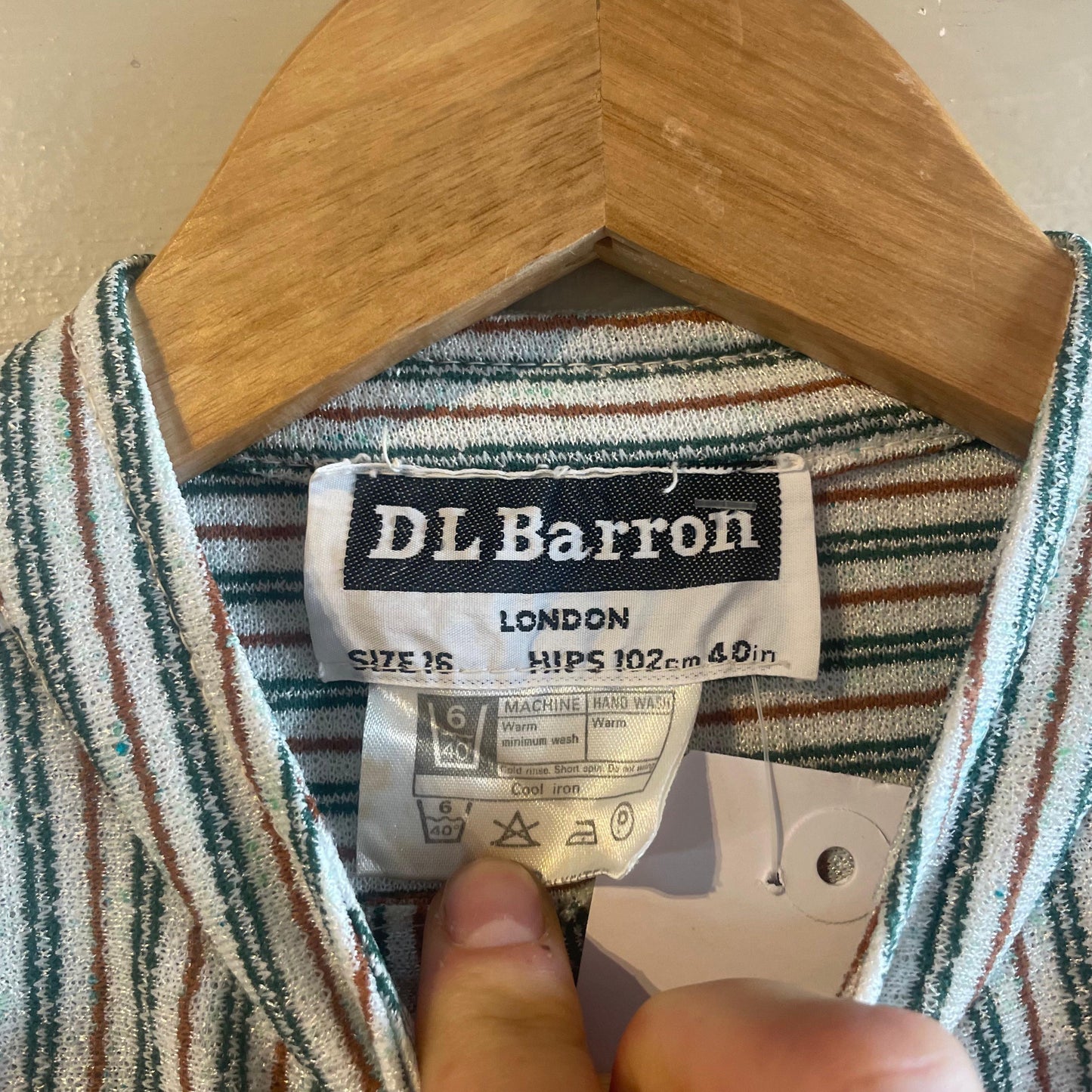 1970s Green Striped Knitted Blouse Shirt