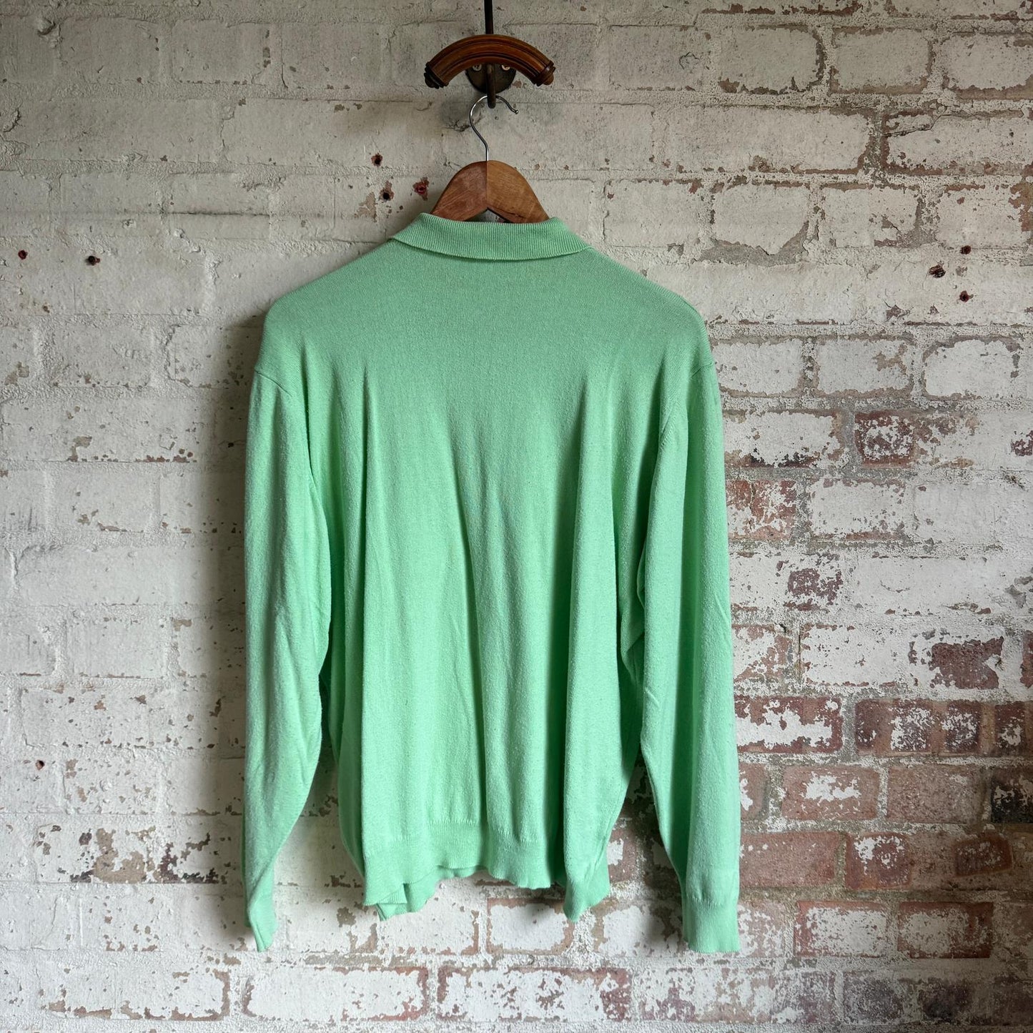 1990s Green Next Knitted long Sleeve Polo Shirt Top
