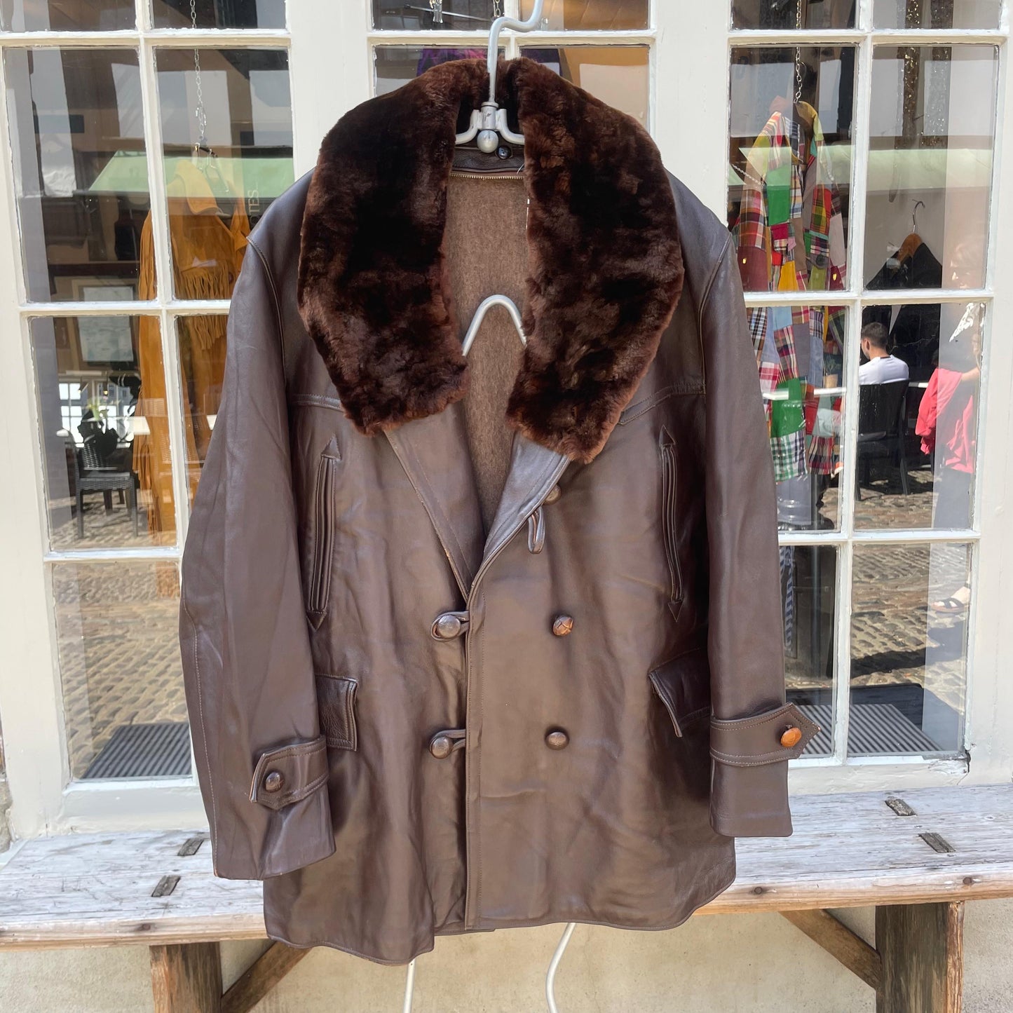 1950s Brown Leather French Barn Jacket Coat