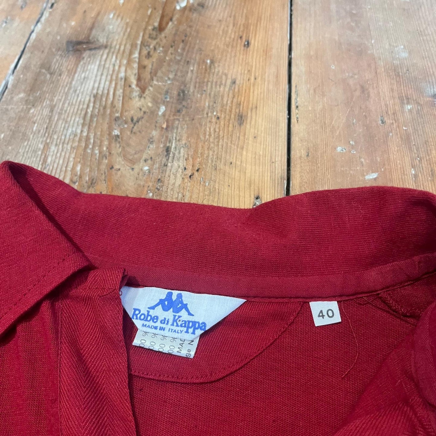 1970s 1980s Red Kappa Polo Shirt Top