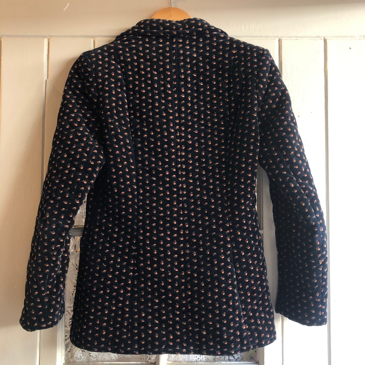 1970s Black Velvet Patterned Blazer Jacket