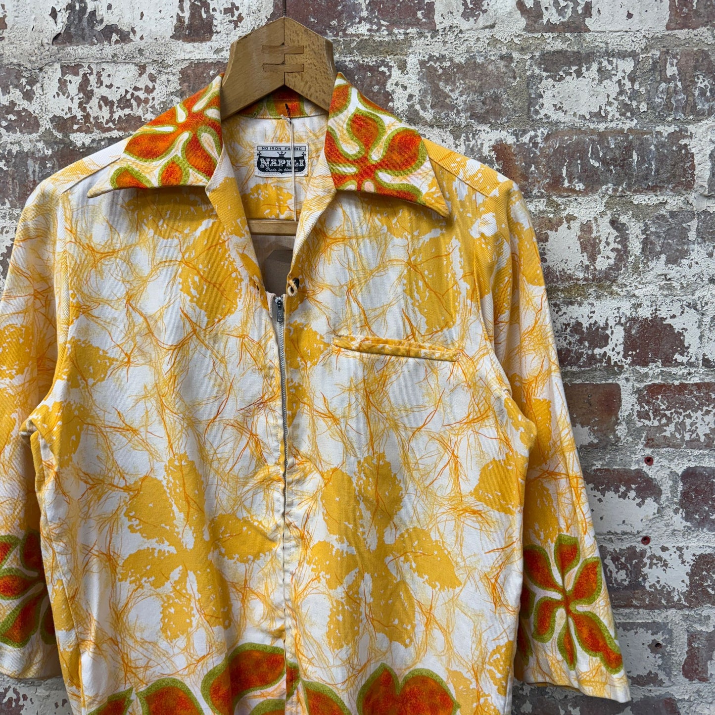 1960s Yellow Hawaiian Zip Shirt