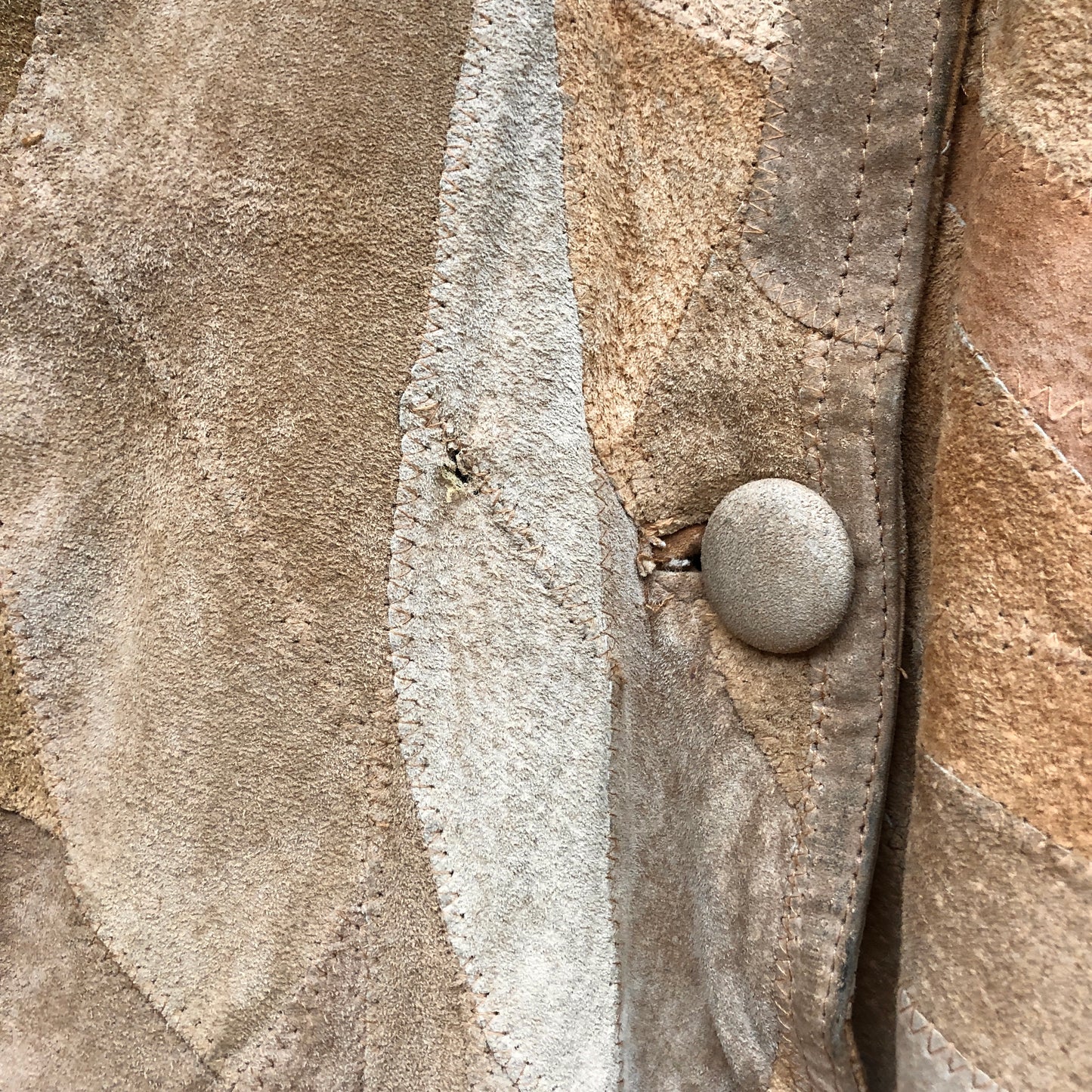 1970s Patchwork Leather Suede Coat