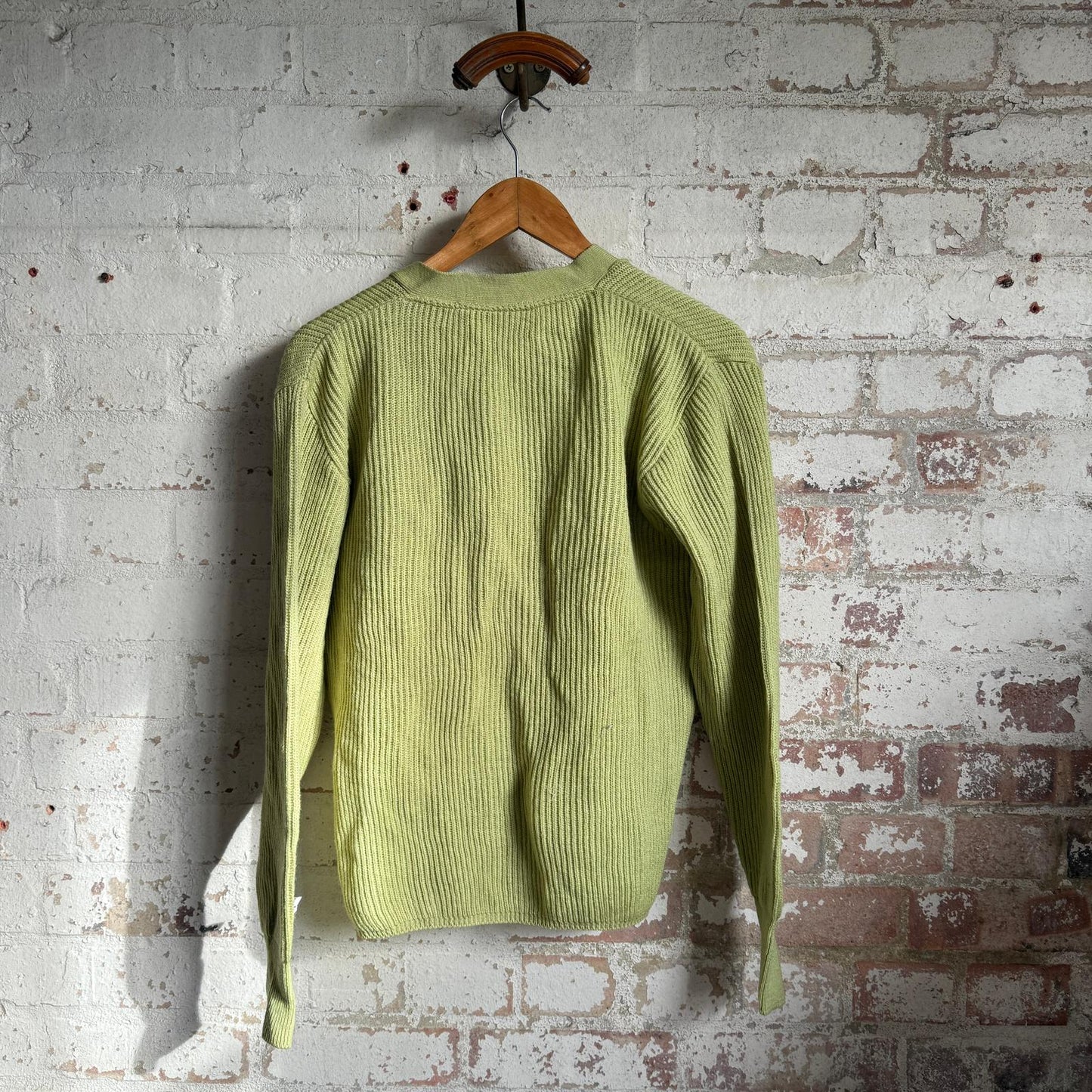 1950s Lime Green Wool Knitted Cardigan Jumper