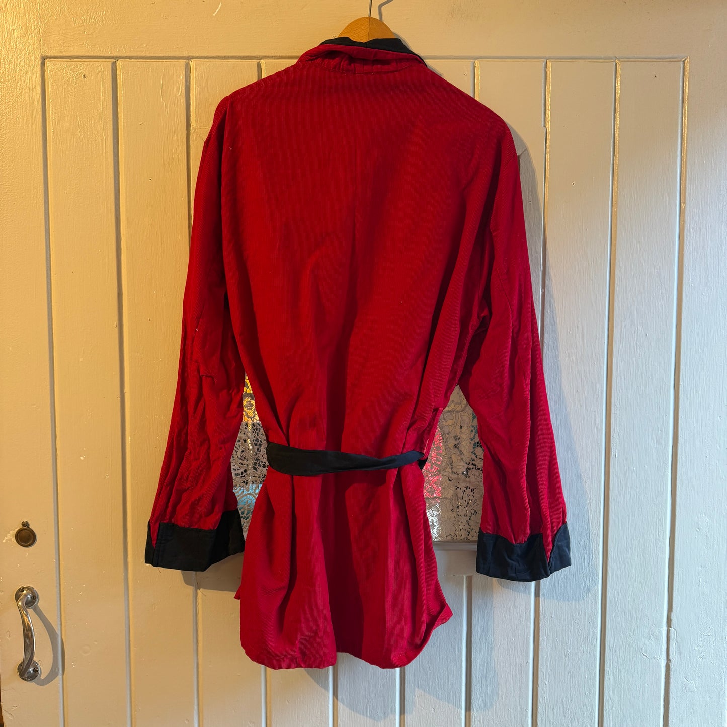 1960s Red Campus Corduroy Smoking Jacket