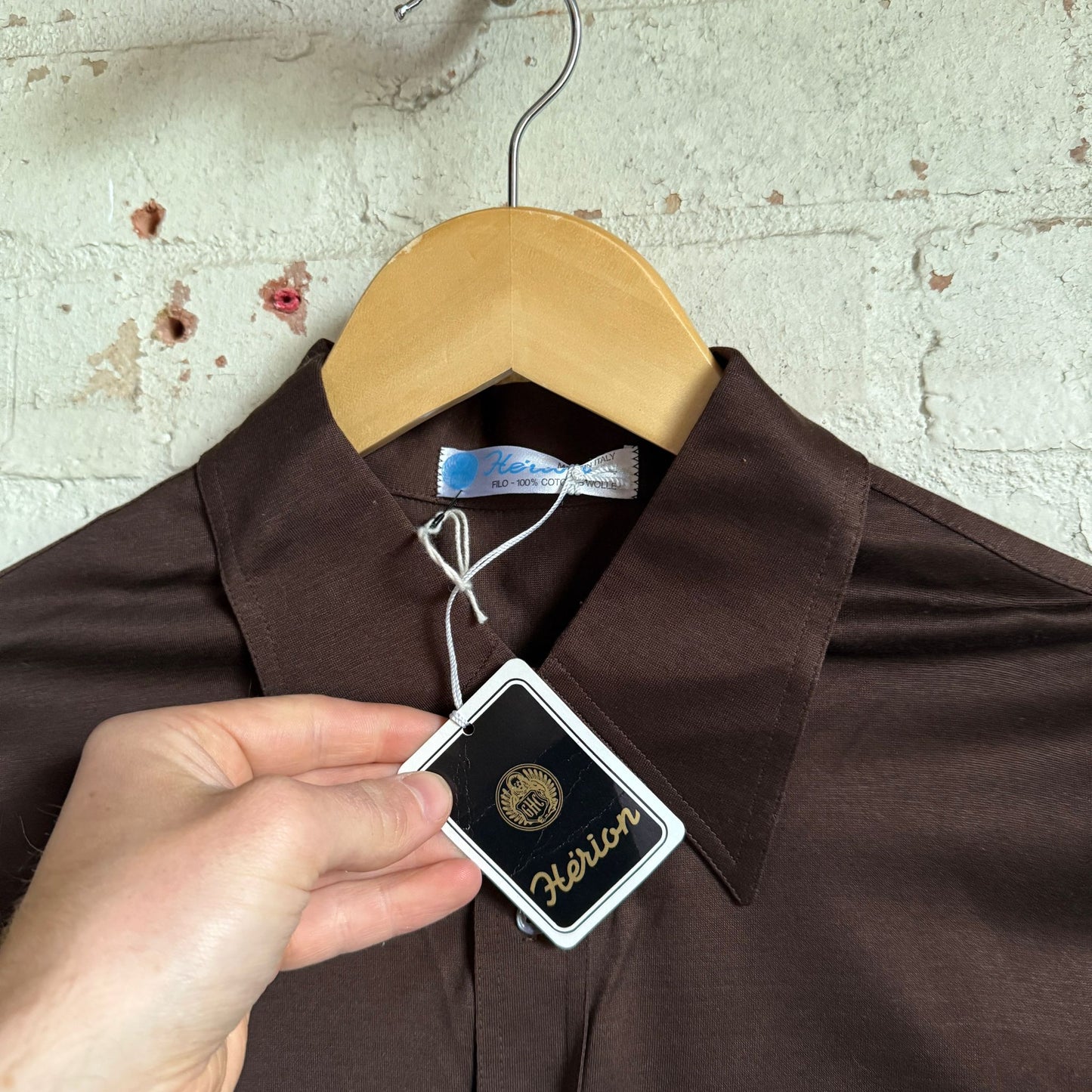 1970s Brown Italian Cotton Button Shirt