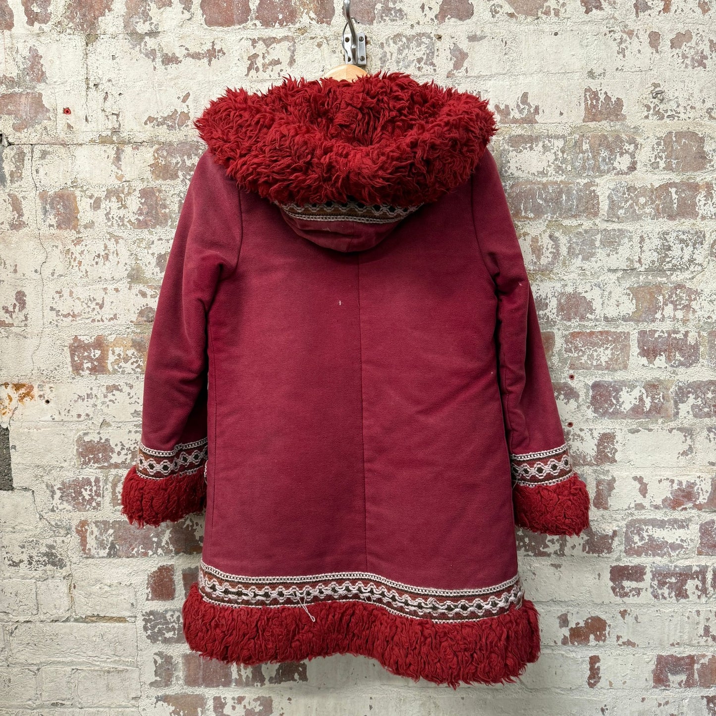 1970s Red Fleece Afghan Jacket