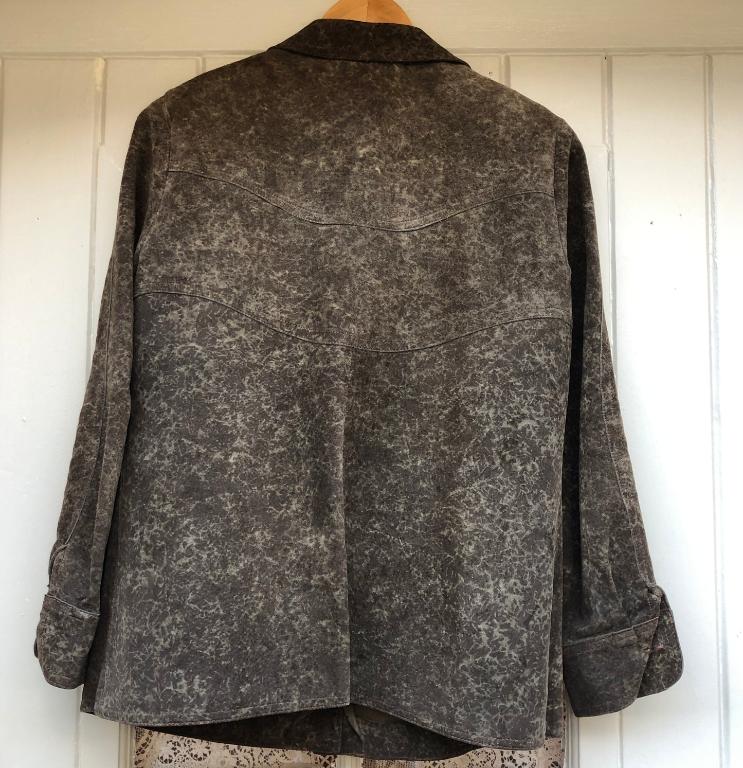 1970s Brown Patterned Suede Shirt Jacket