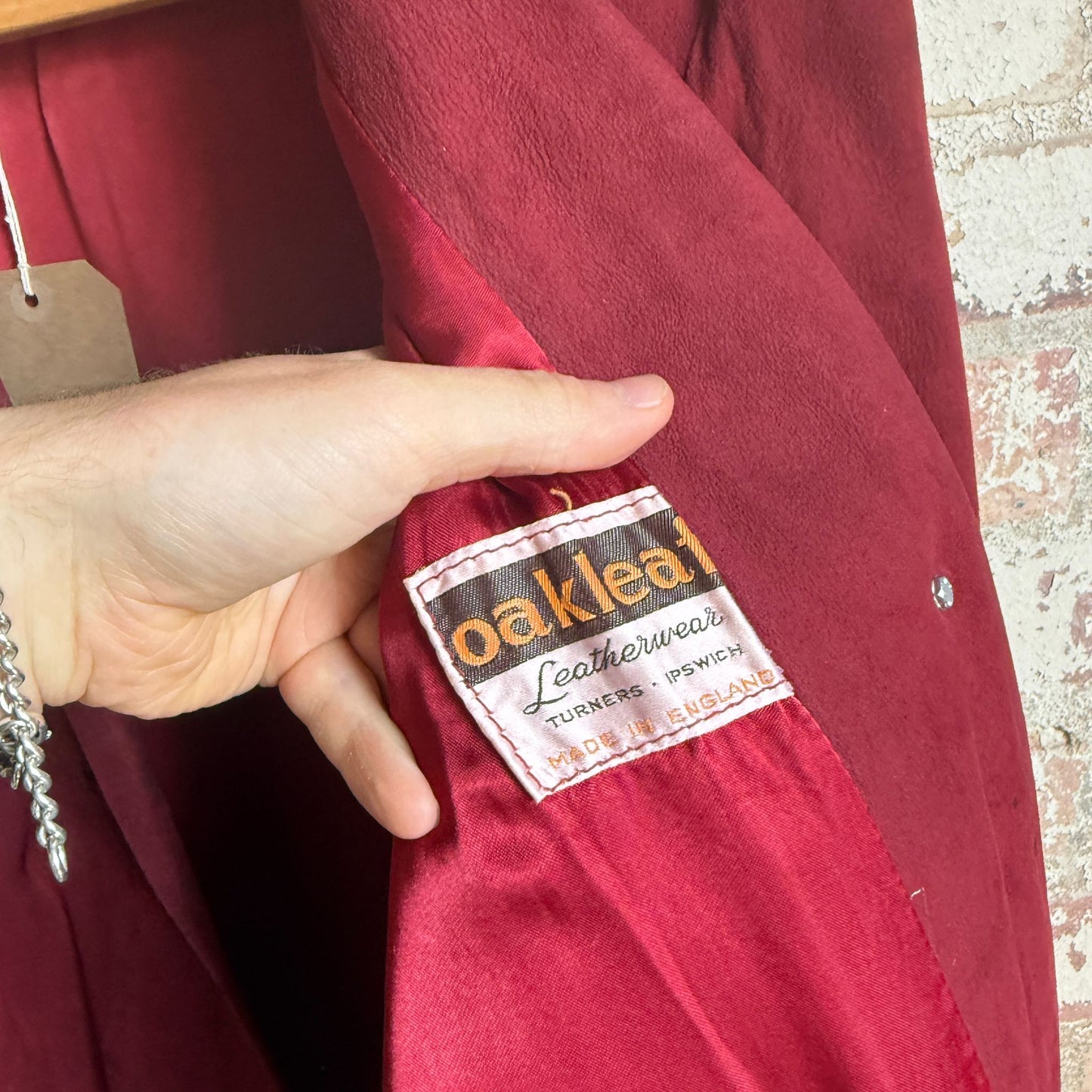 1970s Red Leather Suede Long Coat Jacket