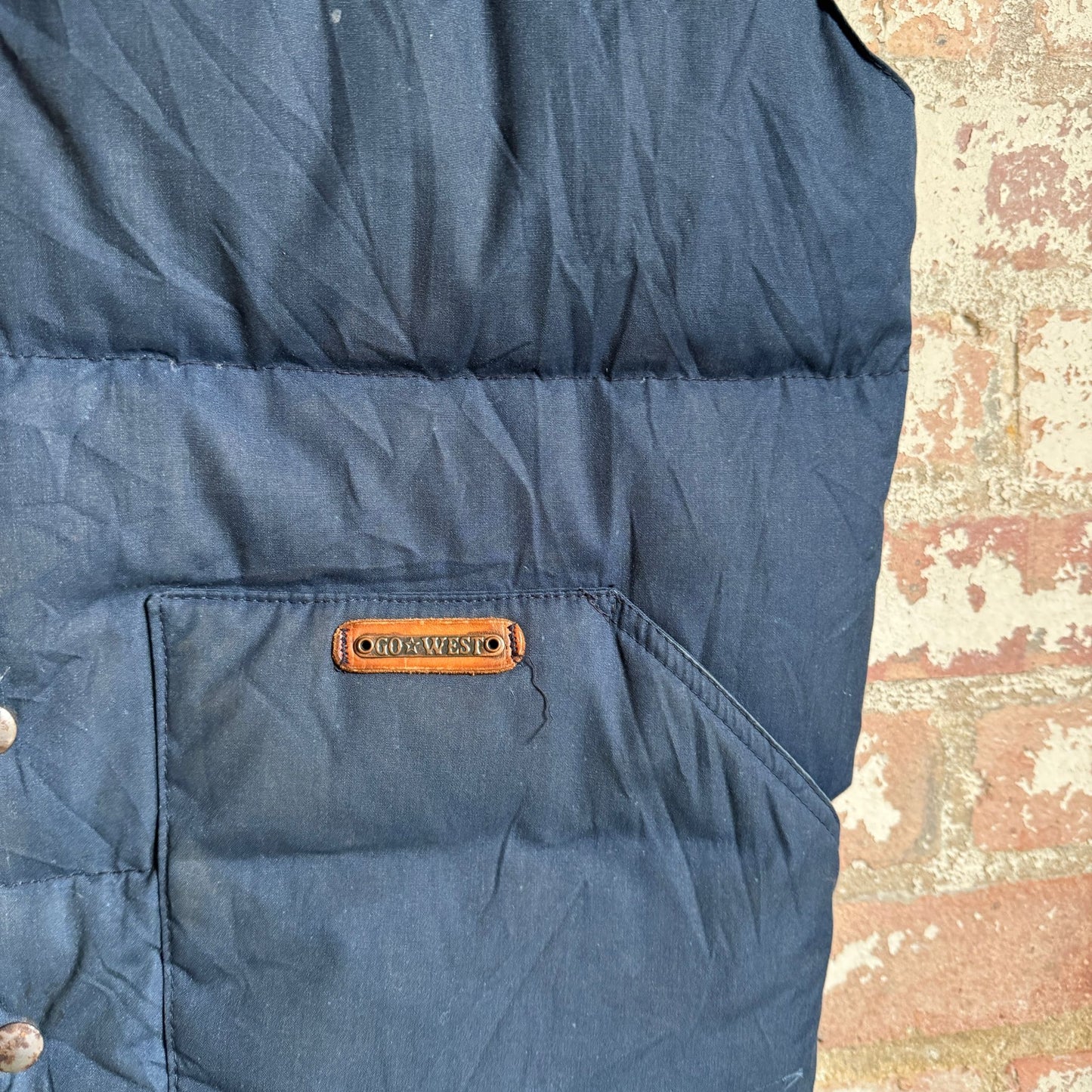 1970s American Outback Nylon / Leather Puffer Gilet