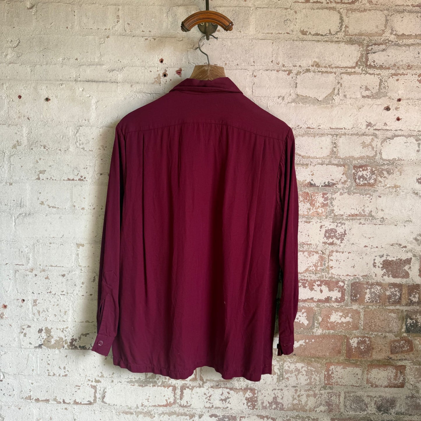 1940s Dark Red Gaberdine Shirt