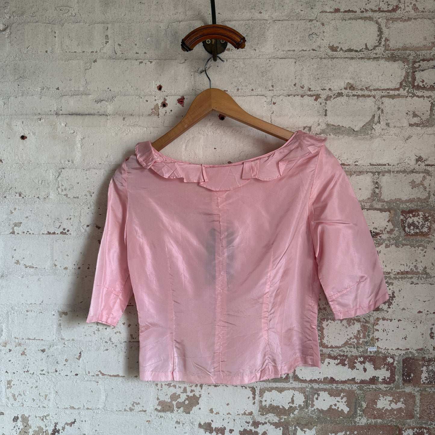 1960s Pink Silk Zip Blouse
