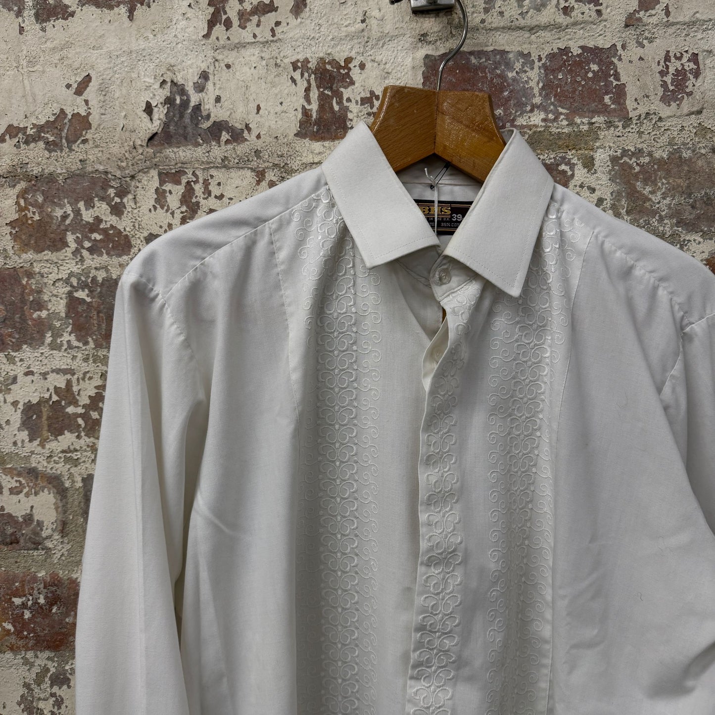 1970s White Cotton BHS Button Up Shirt