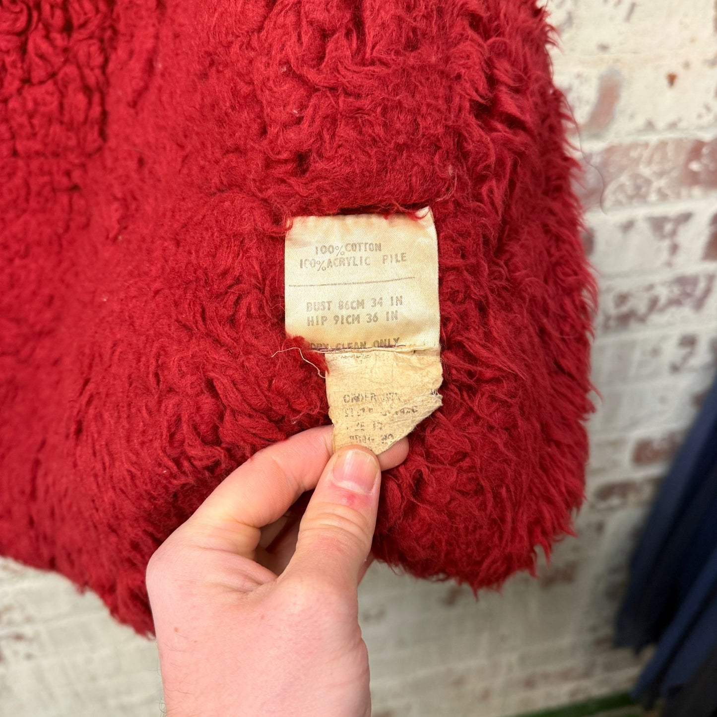 1970s Red Fleece Afghan Jacket