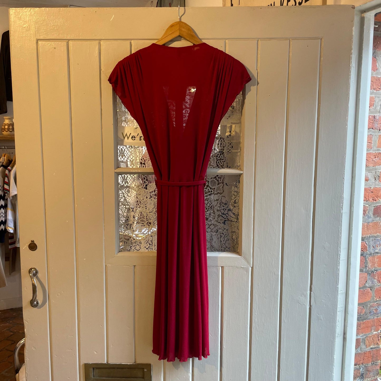 1970s Red Roots Dress