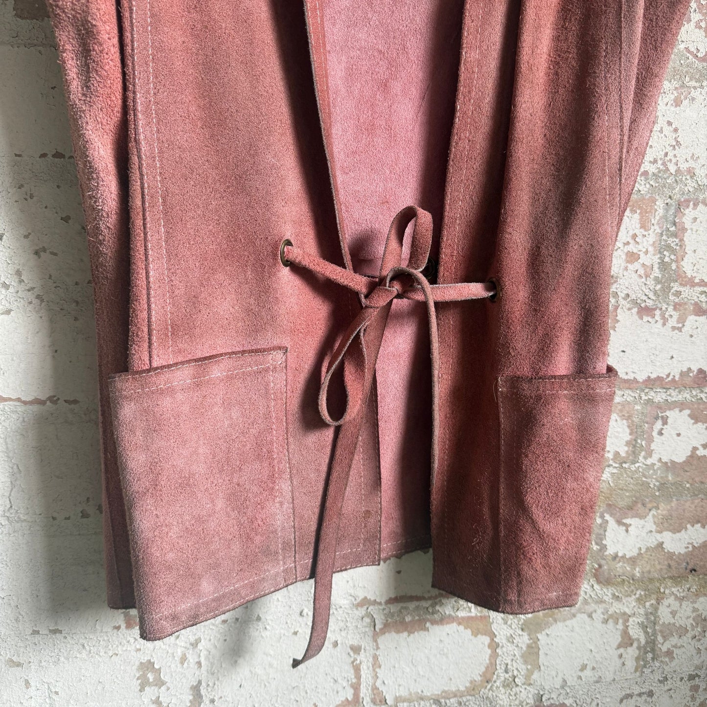 1970s Suede Leather Pink Belted Jacket