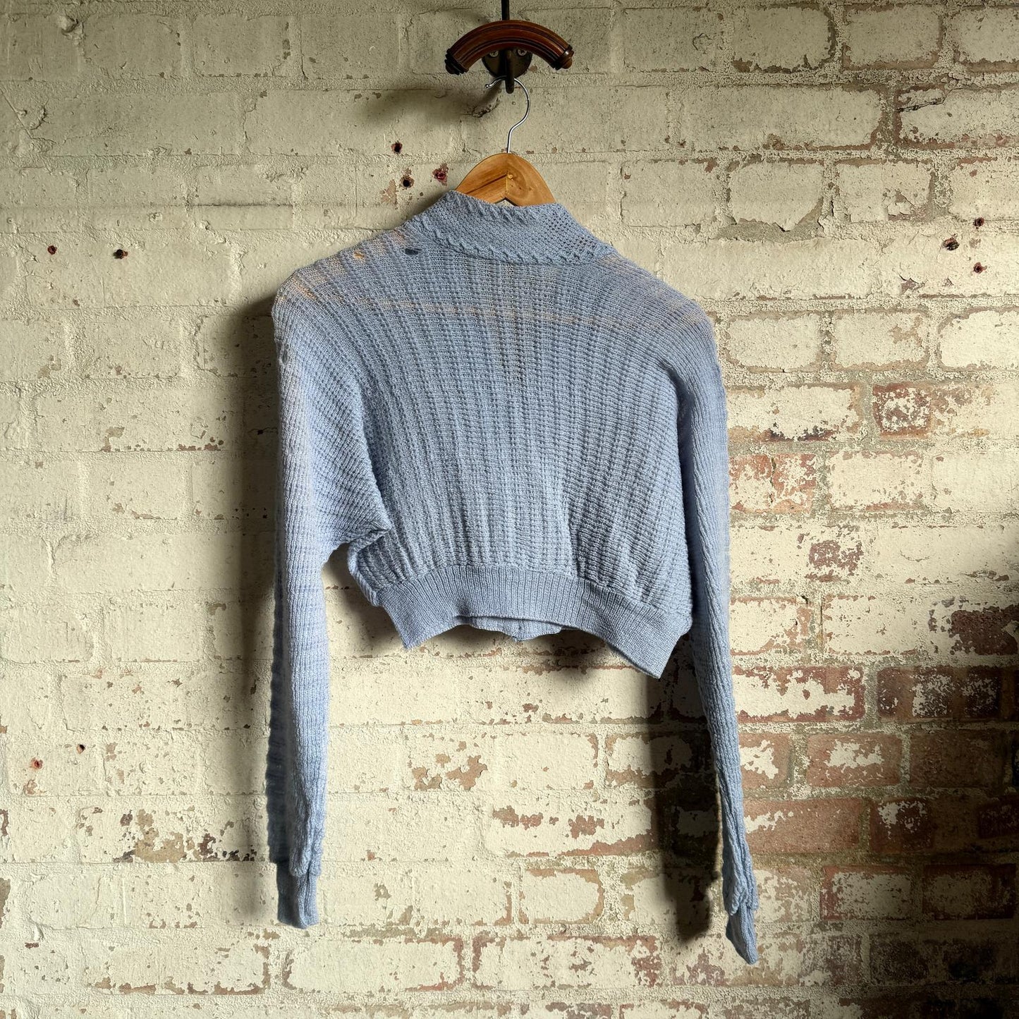 1970s Baby Blue Cropped Cardigan Jumper