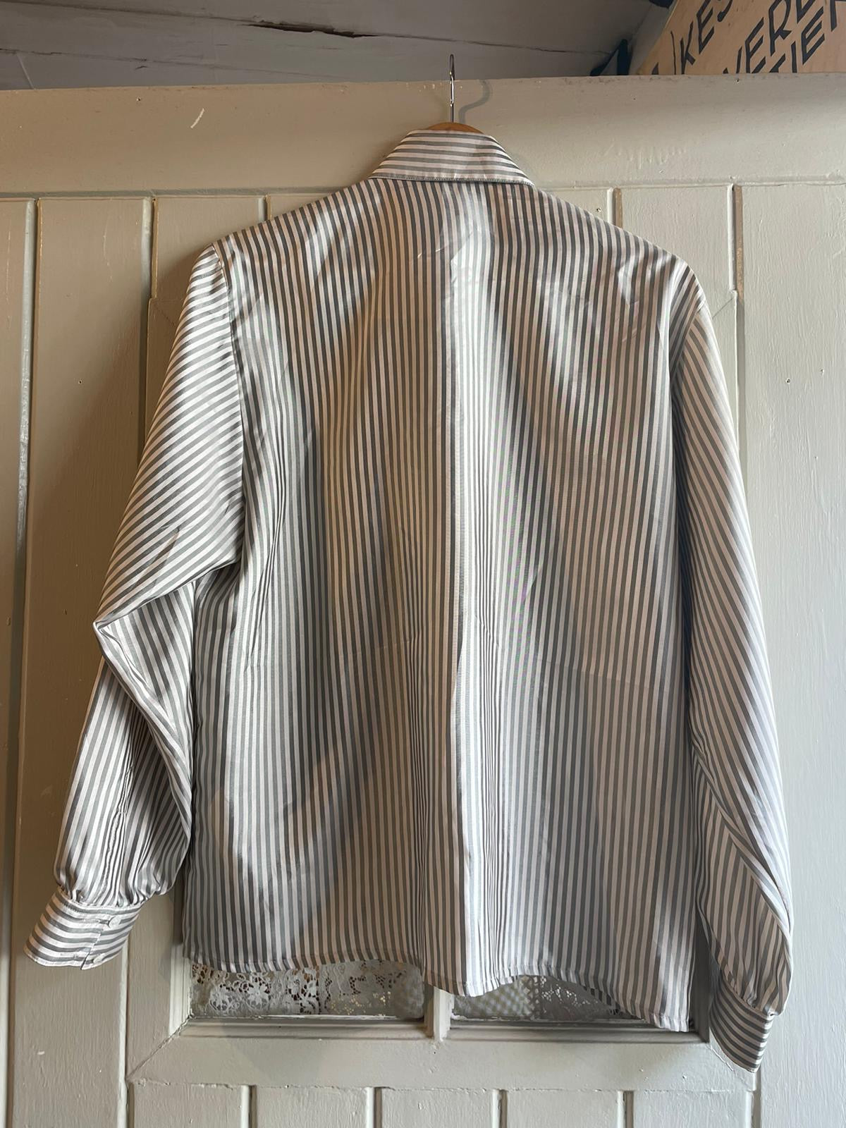 1980s Striped Button Jaeger Shirt Blouse