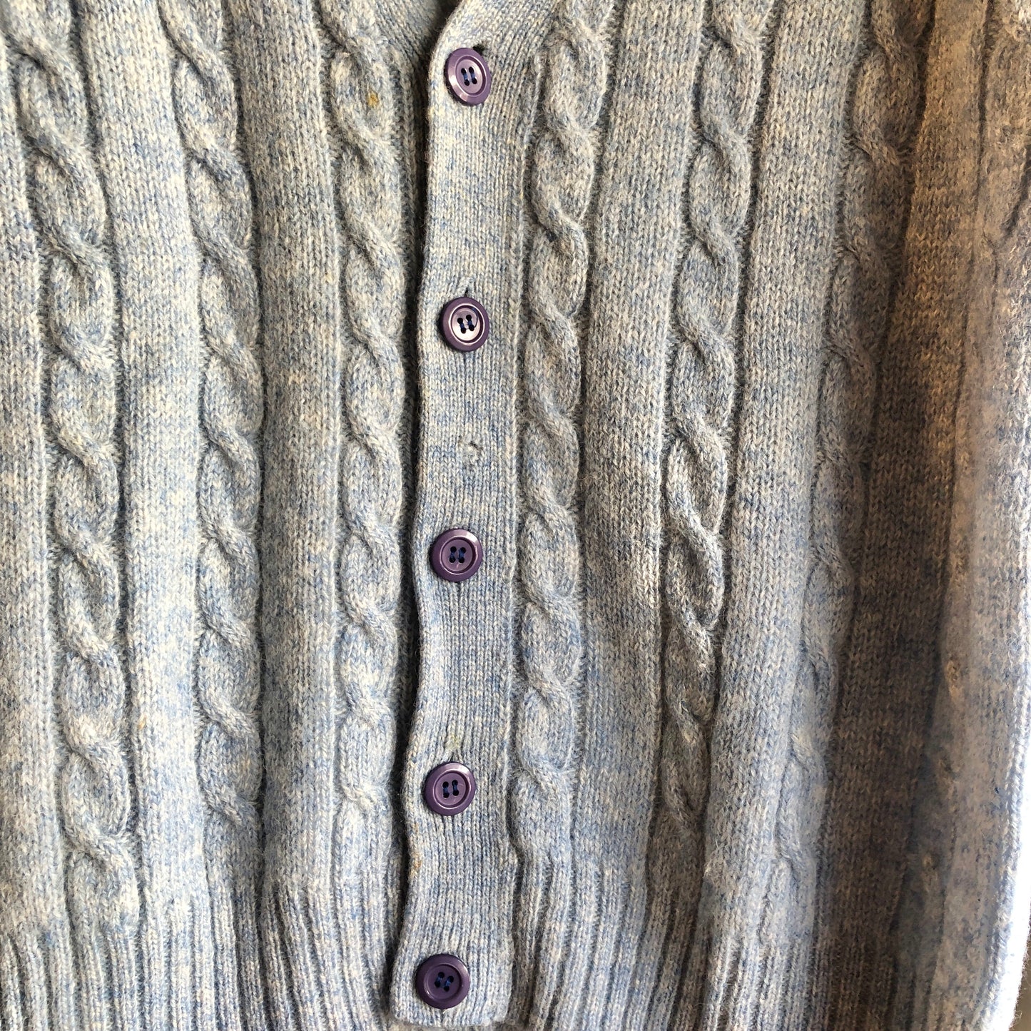 1970s Baby Blue Shetland Wool Cable Jumper