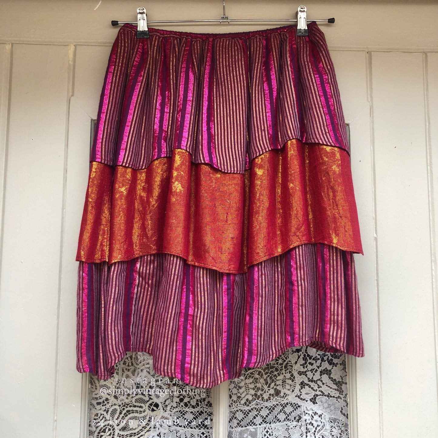 1980s Striped Indian Pink Skirt