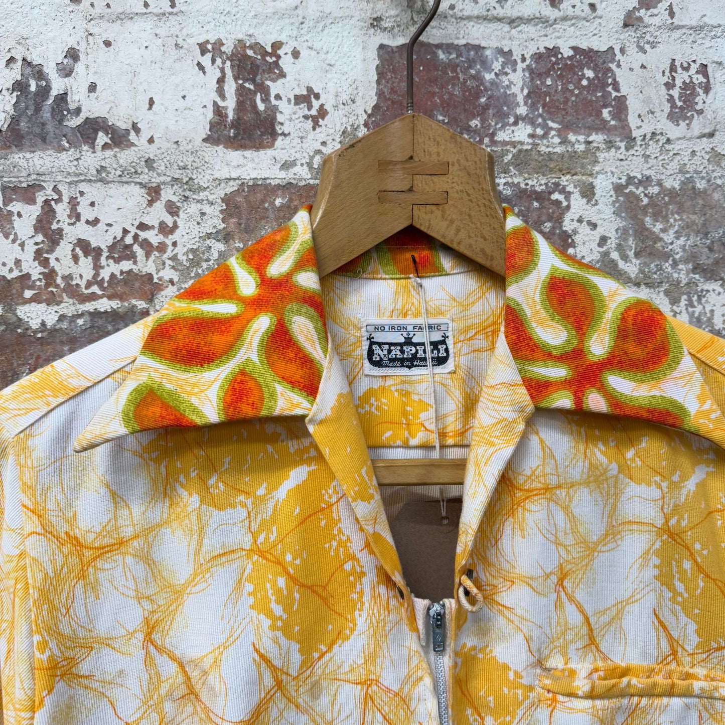 1960s Yellow Hawaiian Zip Shirt