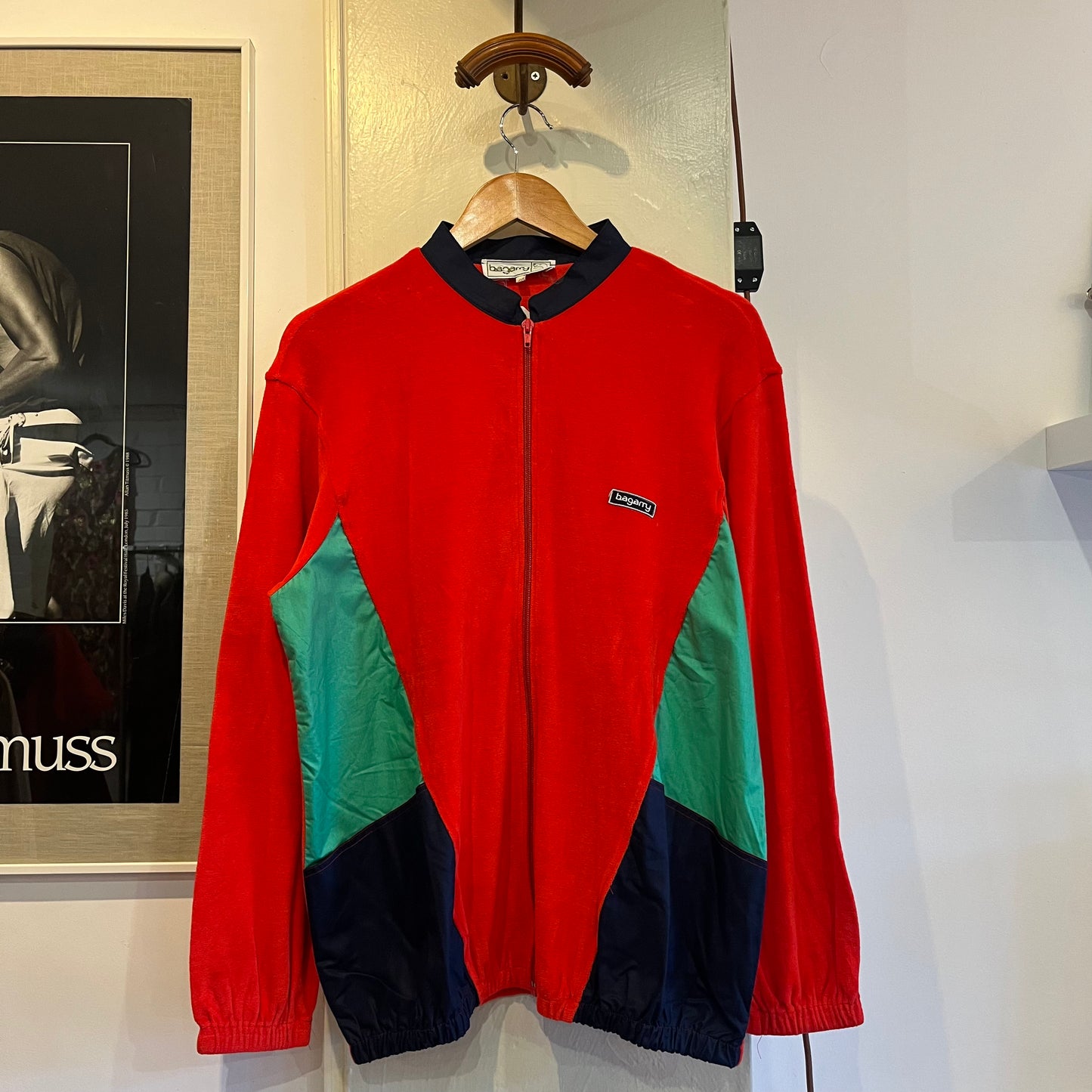 1980s Red Towelling Zip Up Track Top