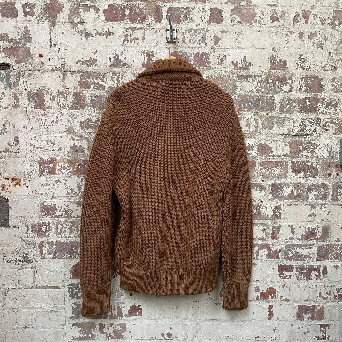 Vintage 1970s 1980s Suede Knitted Cardigan Jumper